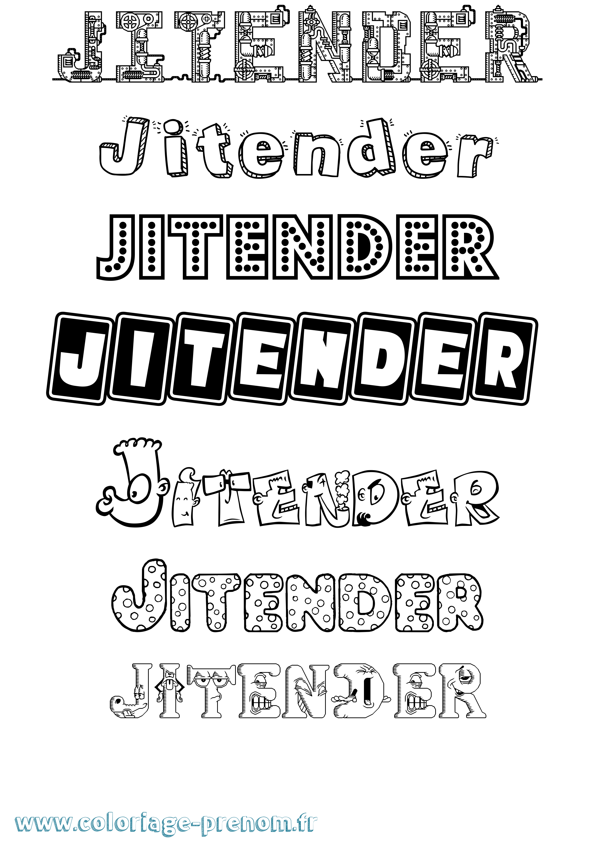 Coloriage Jitender Fun Coloriage prénom Jitender Fun