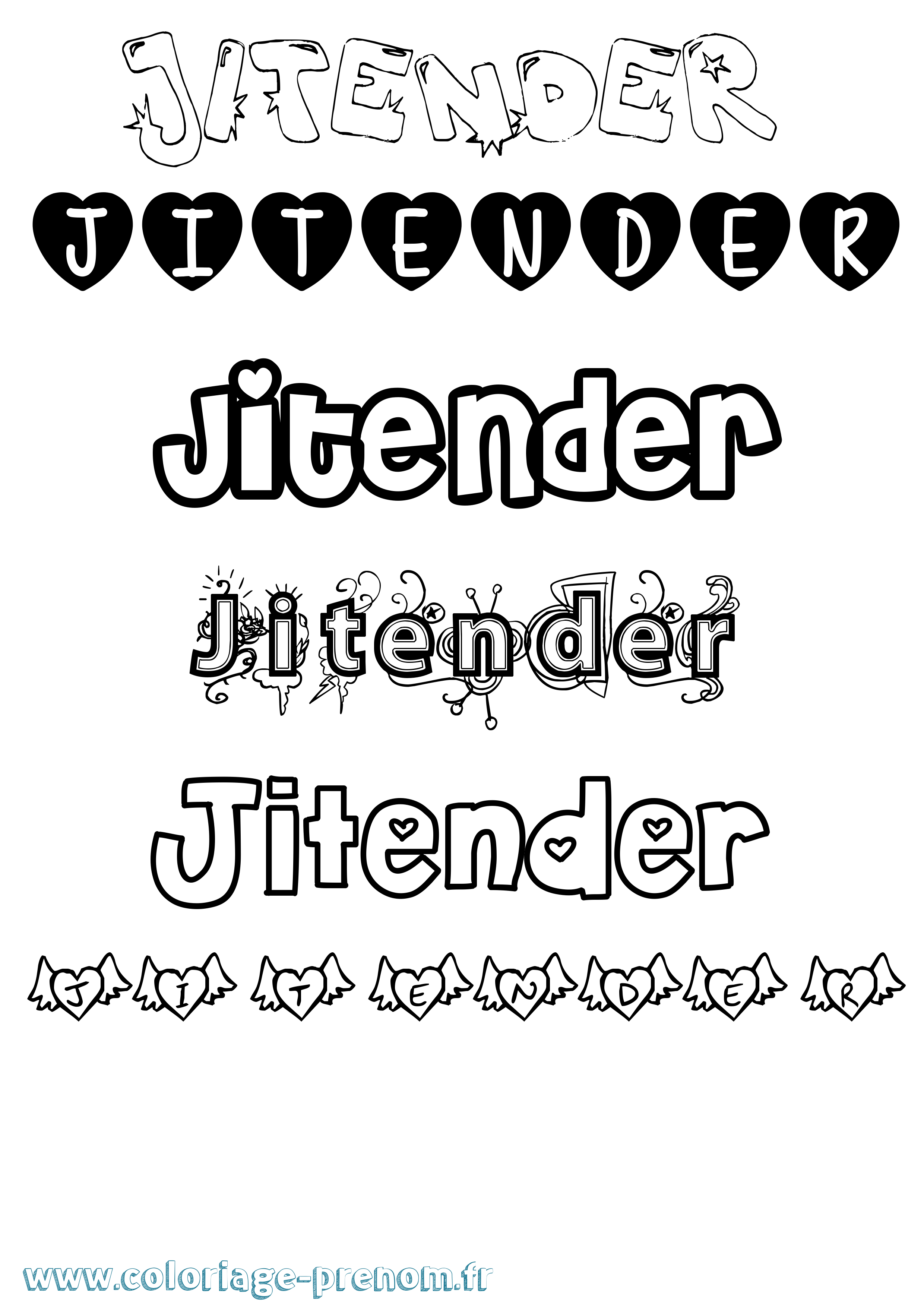 Coloriage Jitender Girly Coloriage prénom Jitender Girly