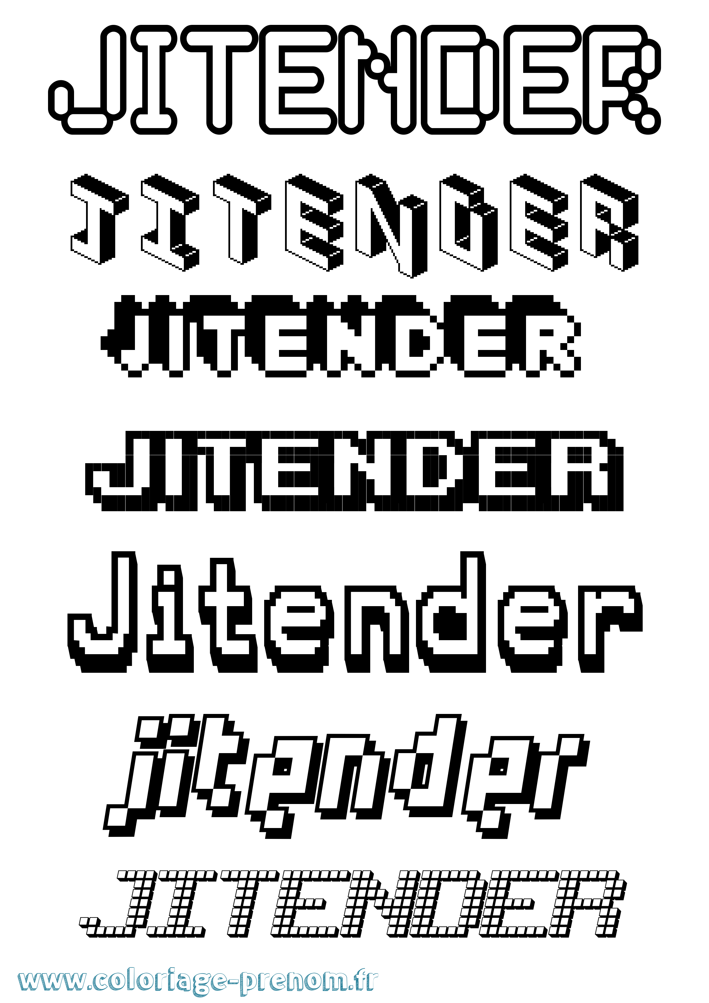 Coloriage Jitender Pixel Coloriage prénom Jitender Pixel