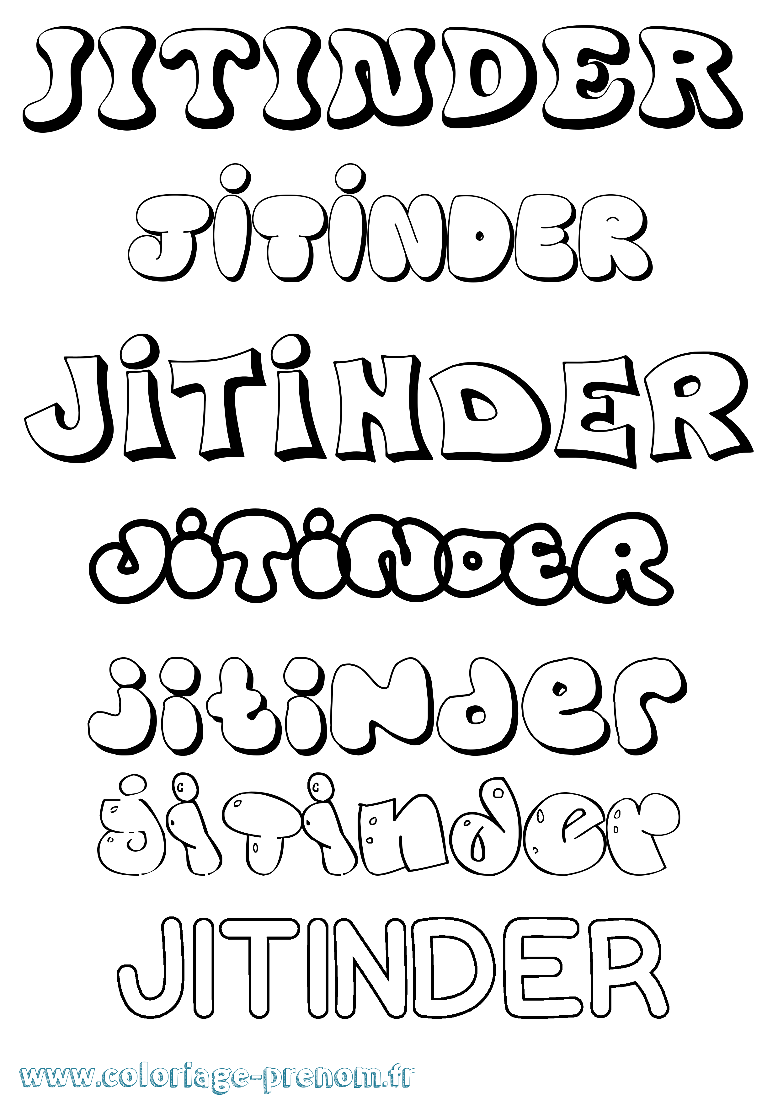Coloriage Jitinder Bubble Coloriage prénom Jitinder Bubble