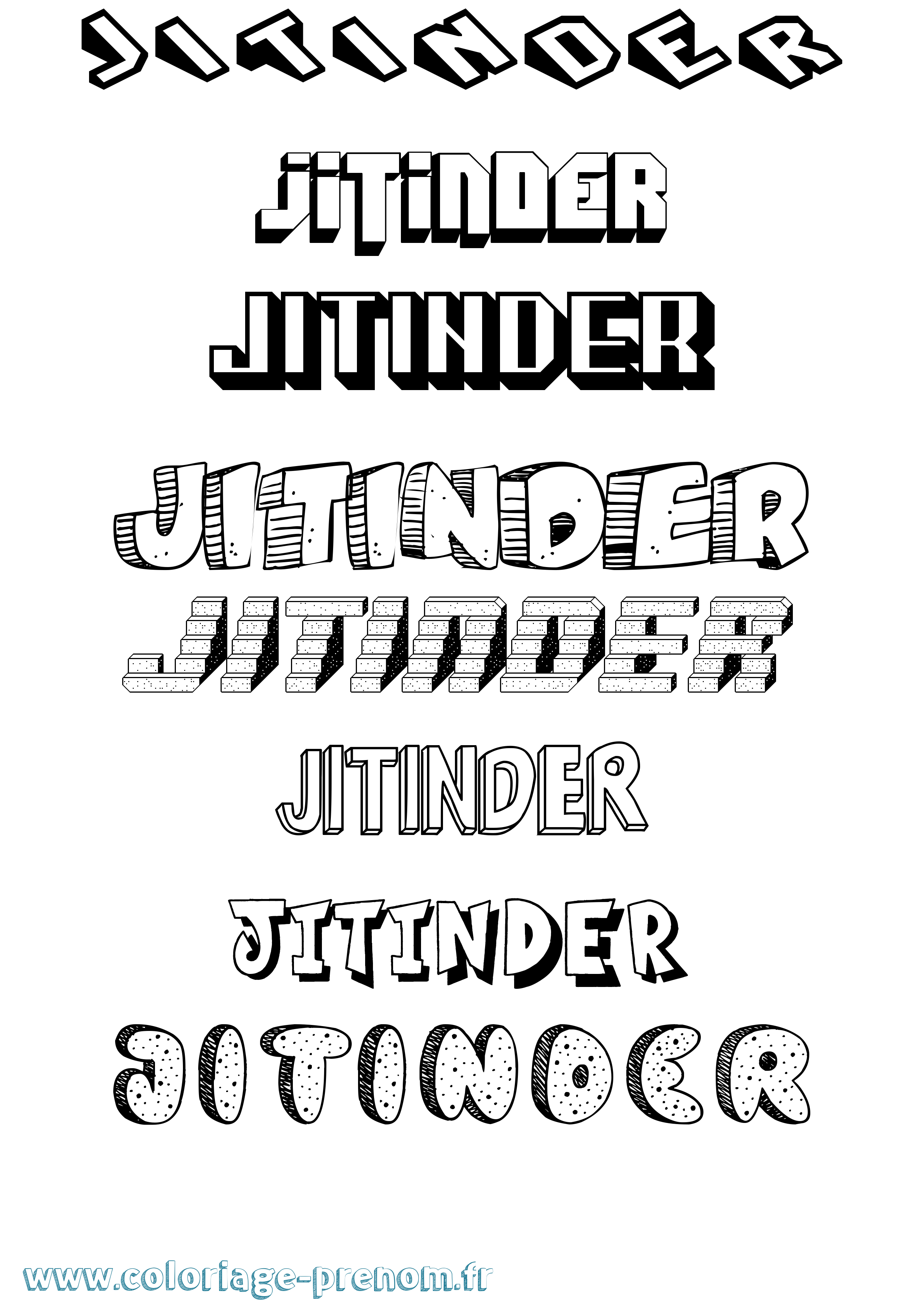 Coloriage Jitinder Effet 3D Coloriage prénom Jitinder Effet 3D