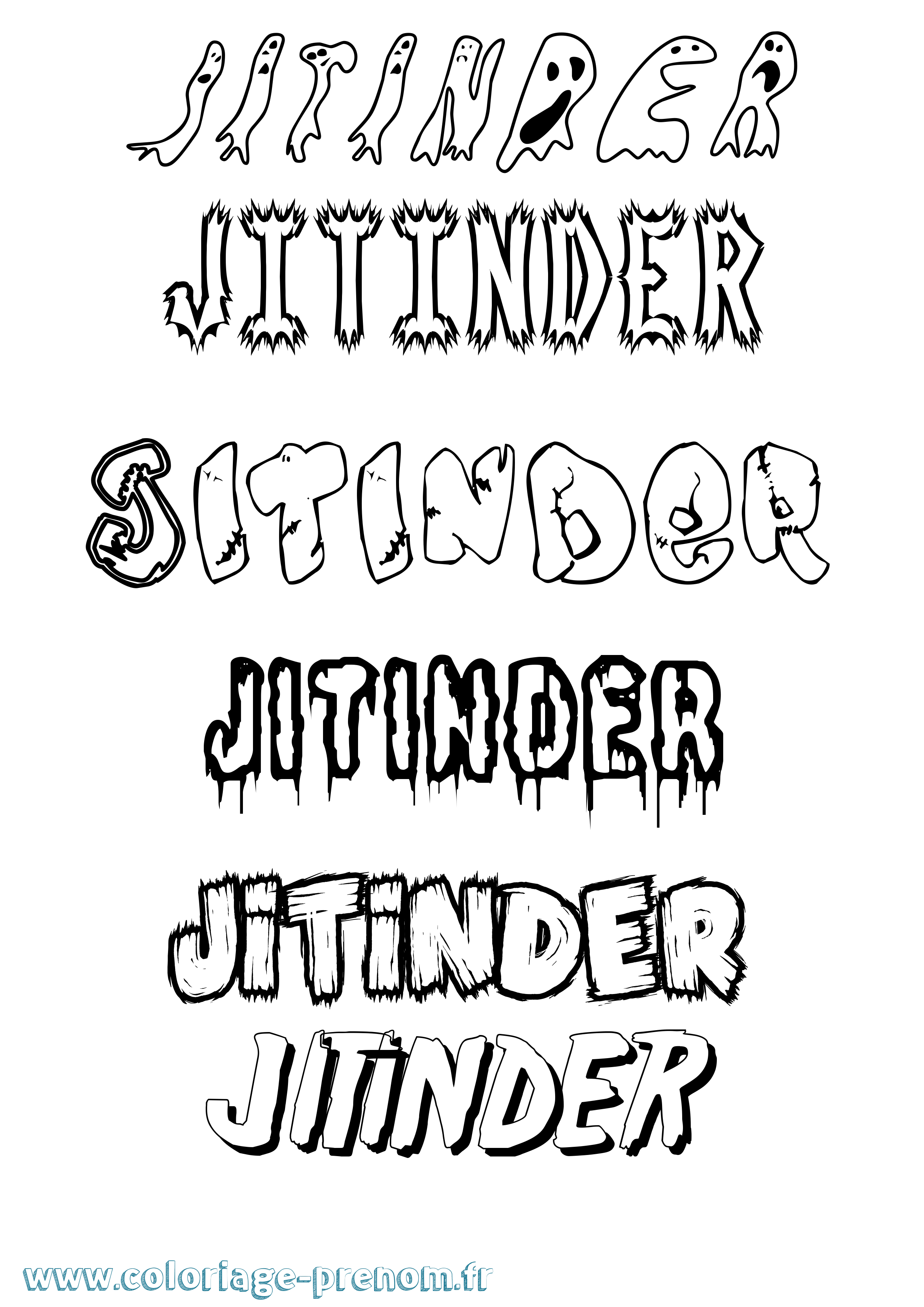 Coloriage Jitinder Frisson Coloriage prénom Jitinder Frisson