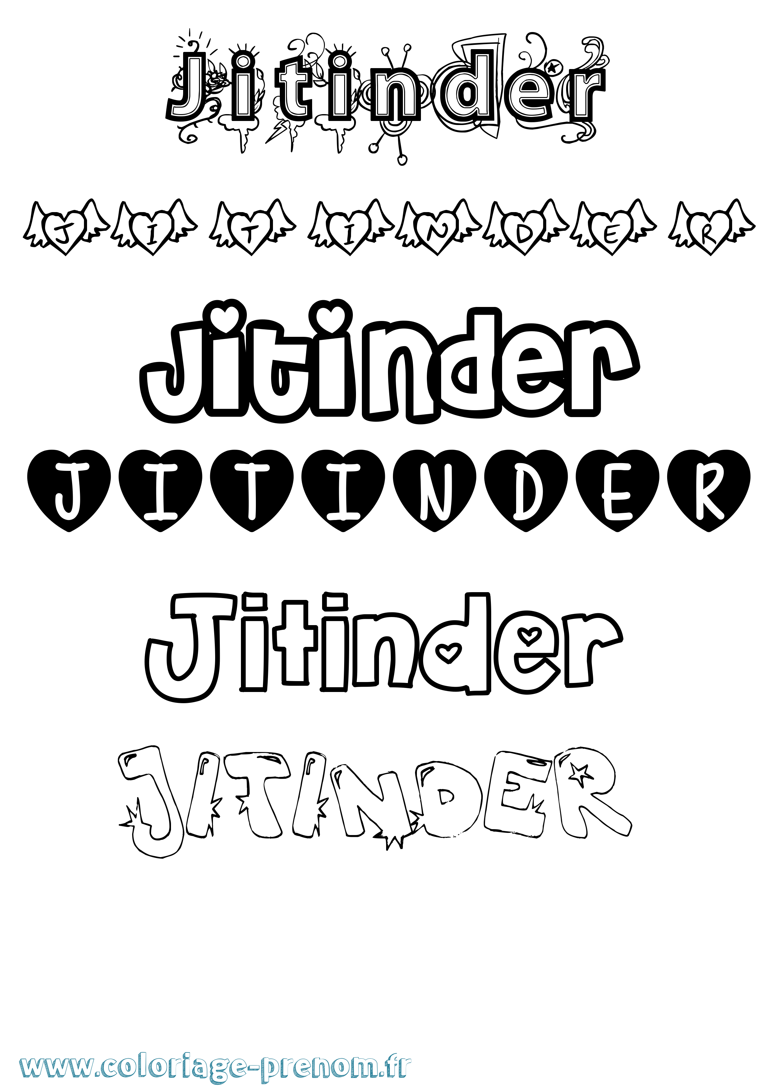 Coloriage Jitinder Girly Coloriage prénom Jitinder Girly