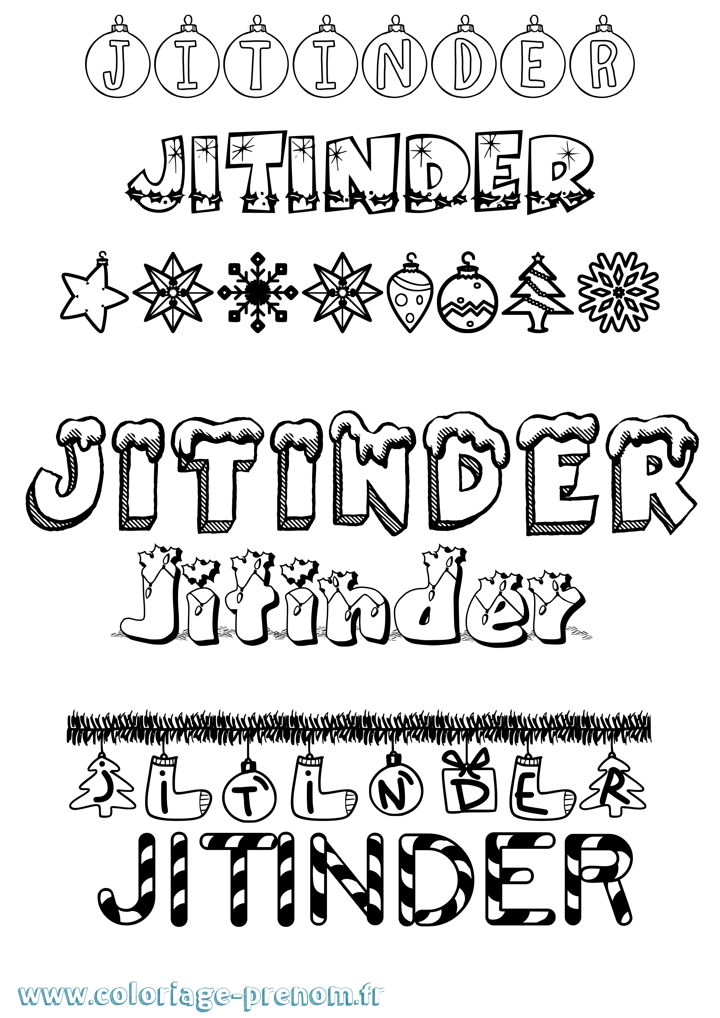 Coloriage Jitinder Noël Coloriage prénom Jitinder Noël
