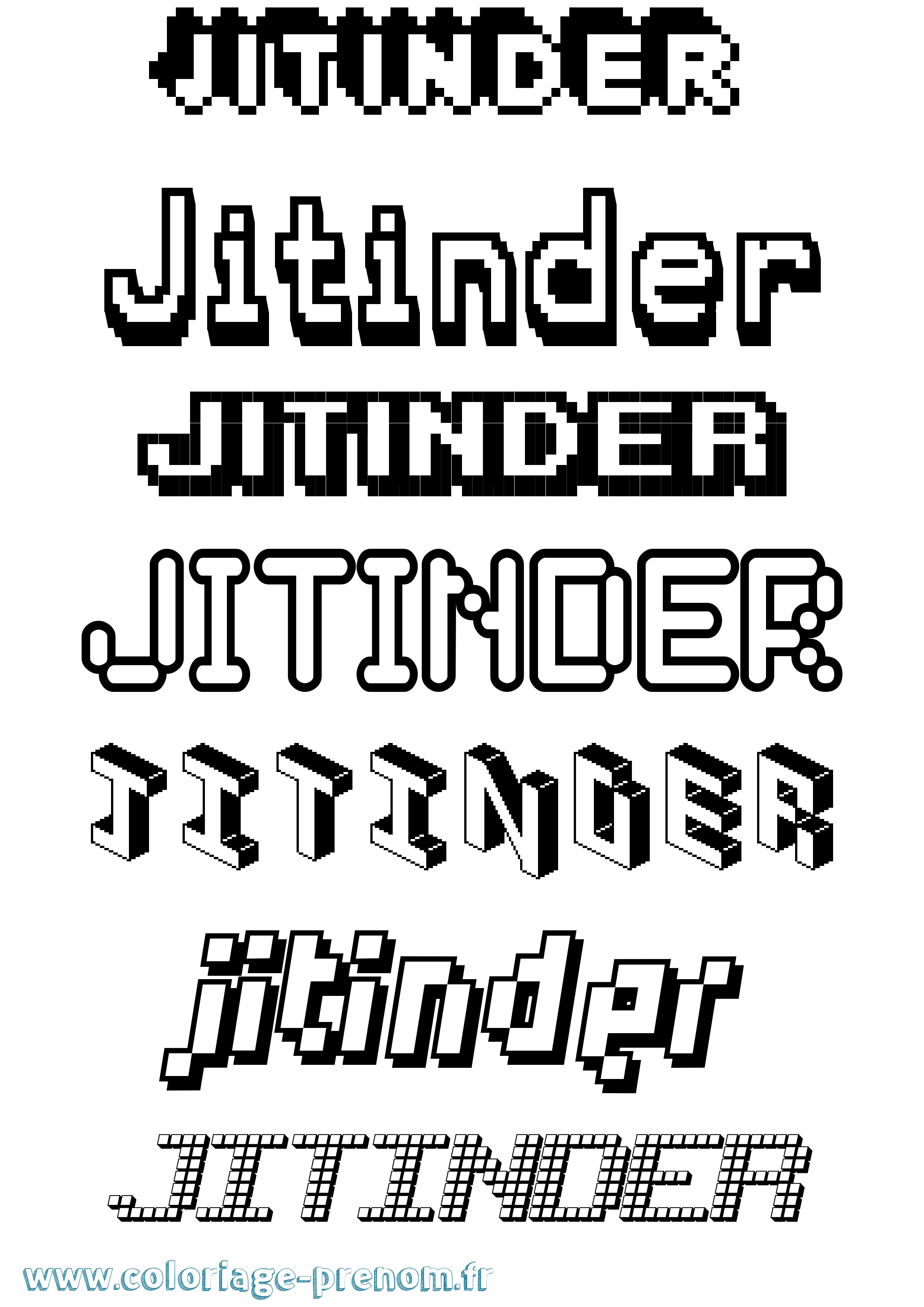 Coloriage Jitinder Pixel Coloriage prénom Jitinder Pixel