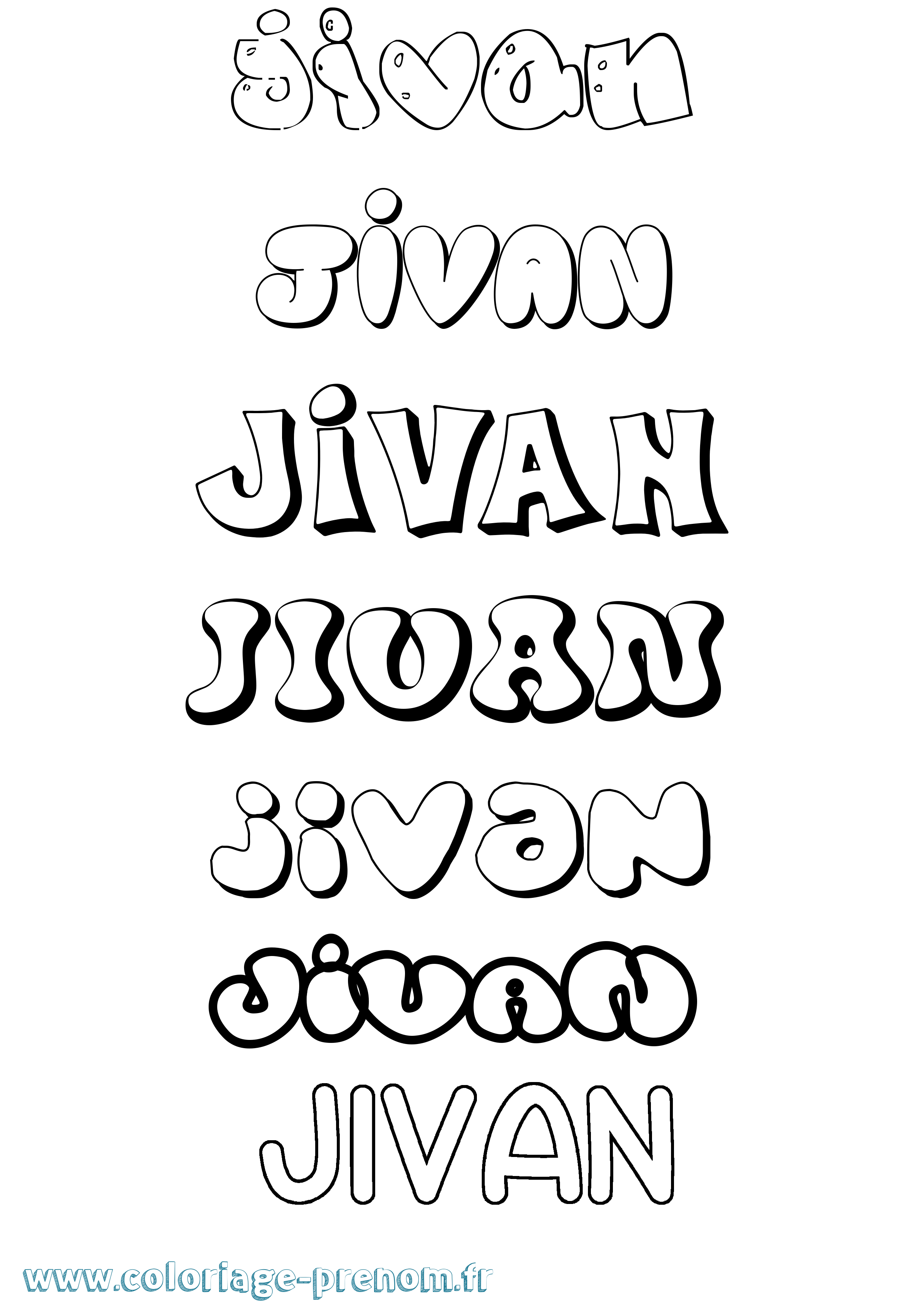 Coloriage Jivan Bubble Coloriage prénom Jivan Bubble