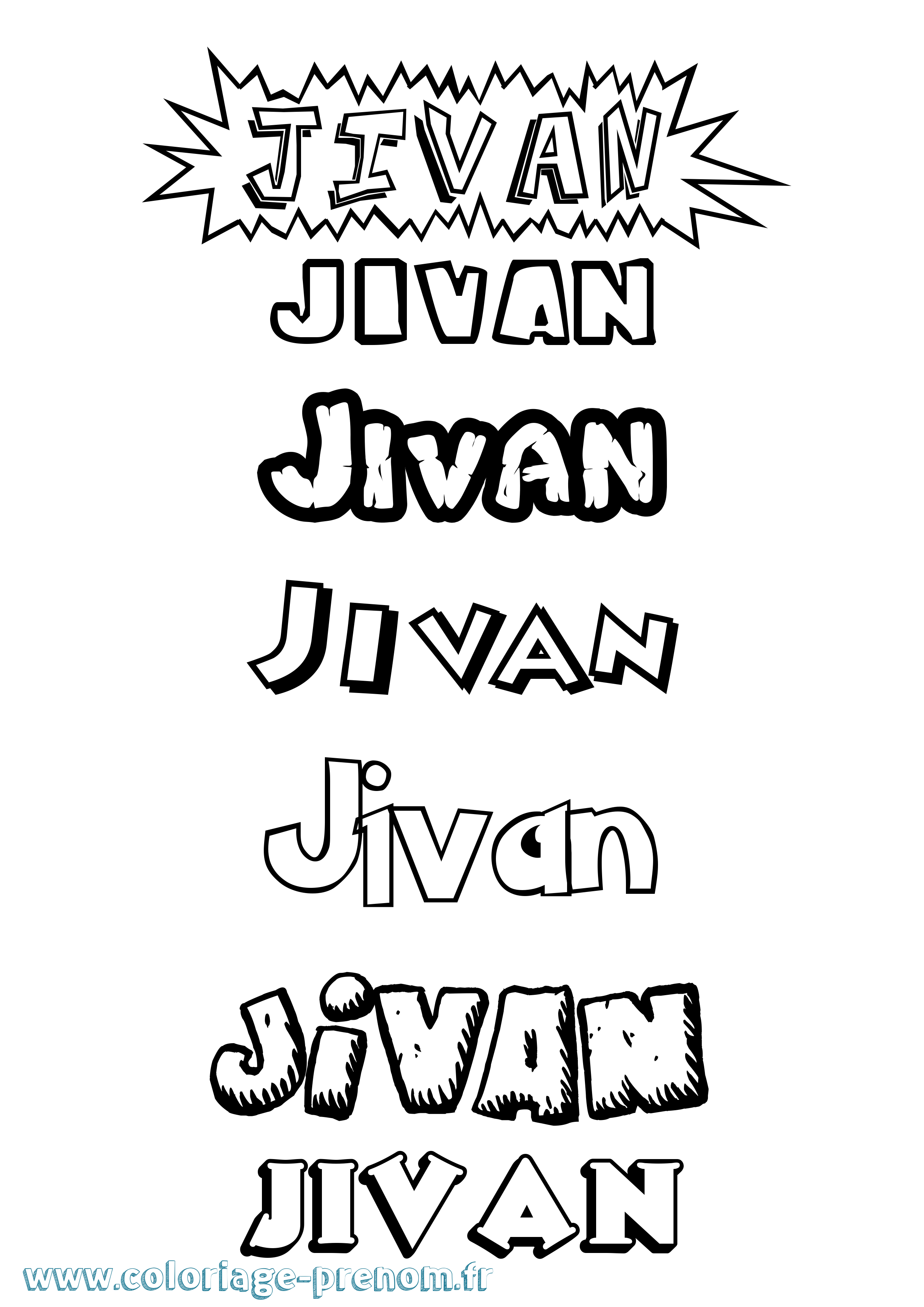 Coloriage Jivan Dessin Animé Coloriage prénom Jivan Dessin Animé
