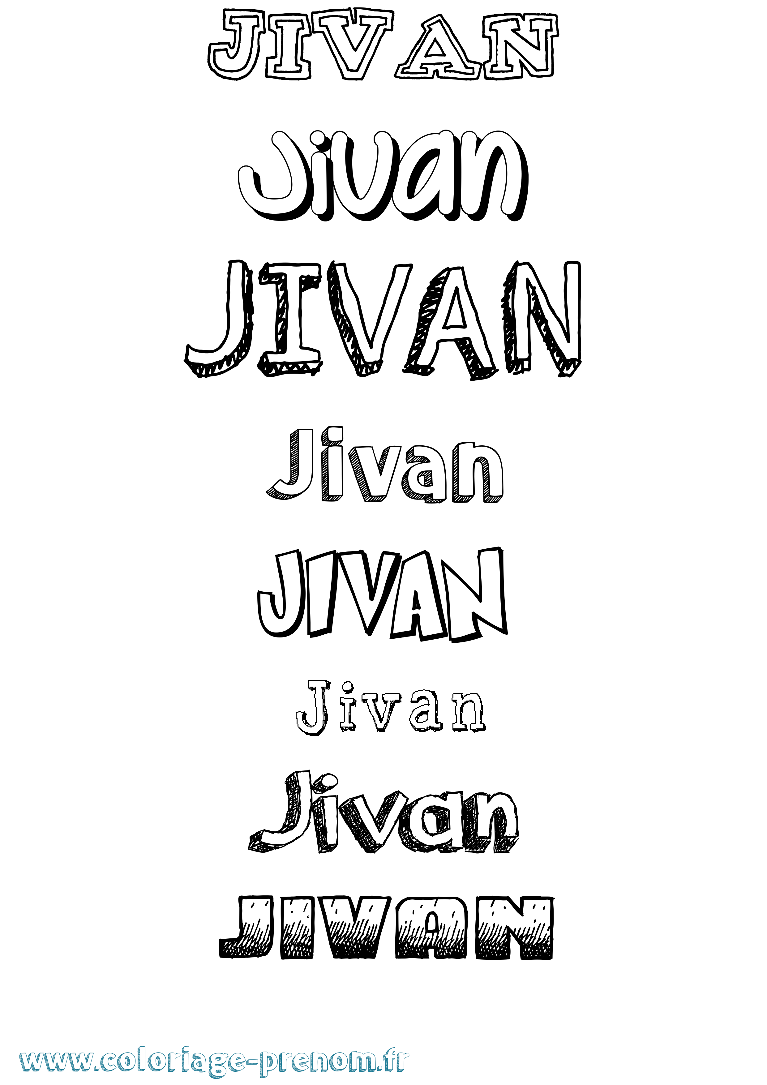 Coloriage Jivan Dessiné Coloriage prénom Jivan Dessiné