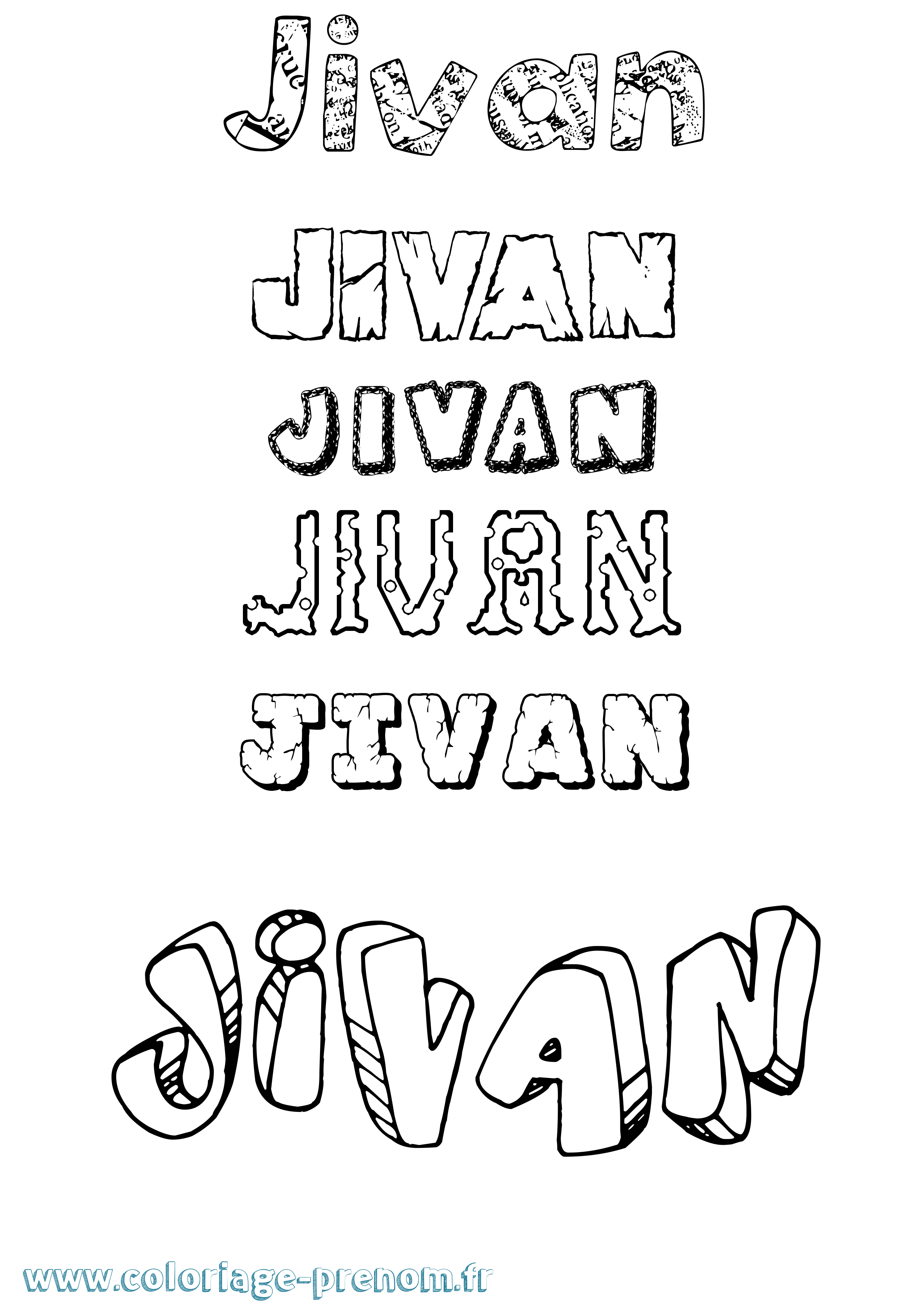 Coloriage Jivan Destructuré Coloriage prénom Jivan Destructuré