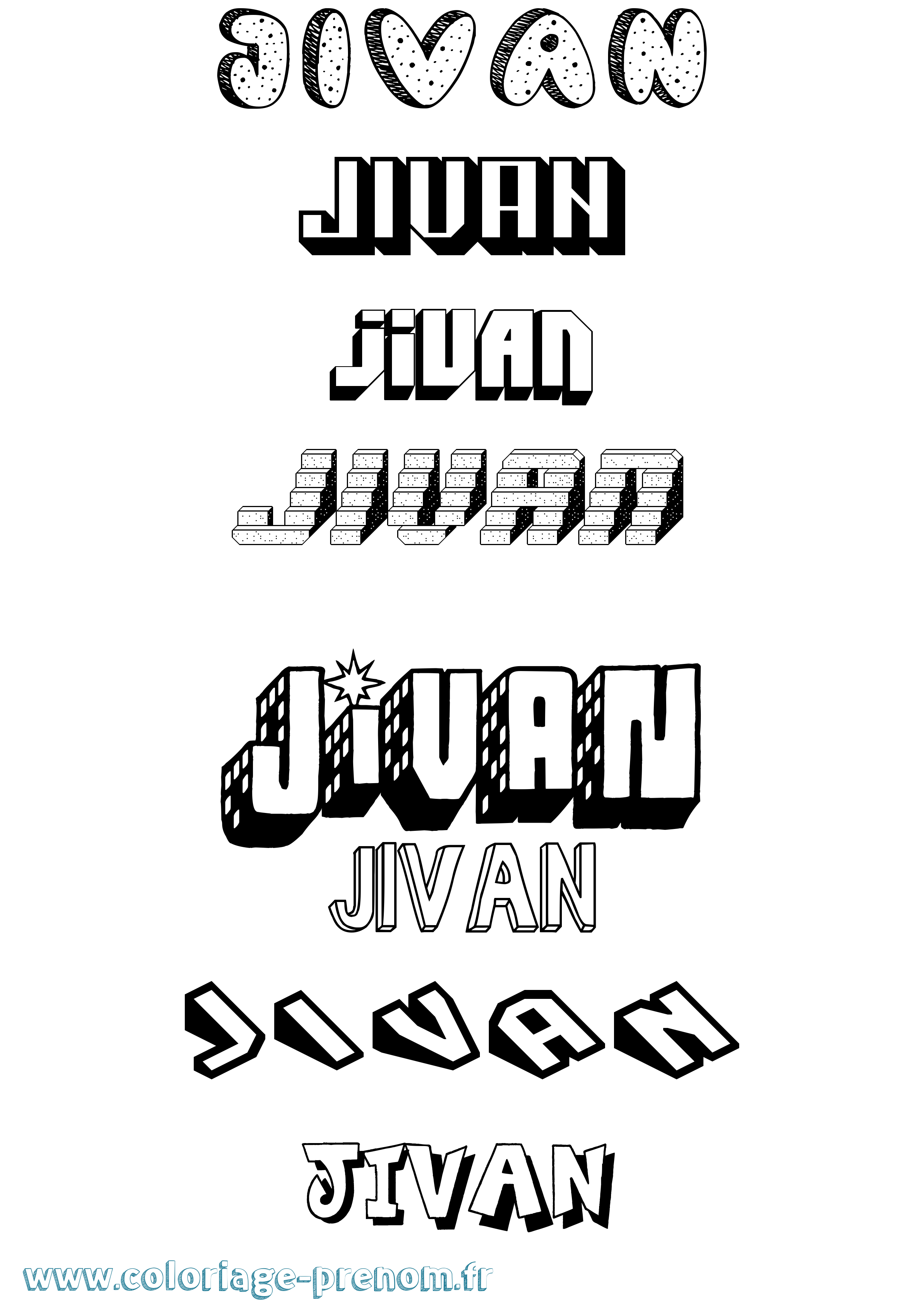 Coloriage Jivan Effet 3D Coloriage prénom Jivan Effet 3D