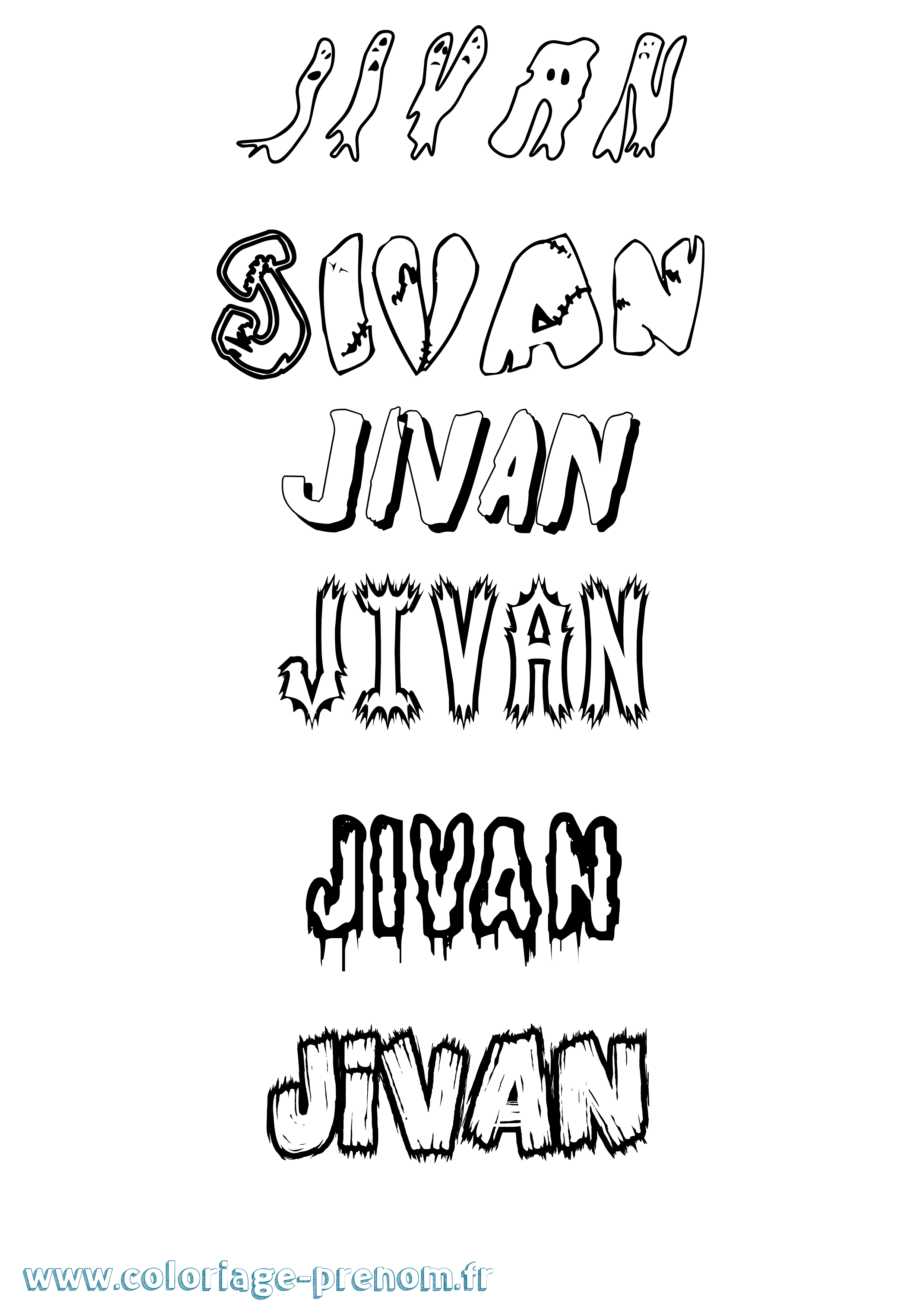 Coloriage Jivan Frisson Coloriage prénom Jivan Frisson