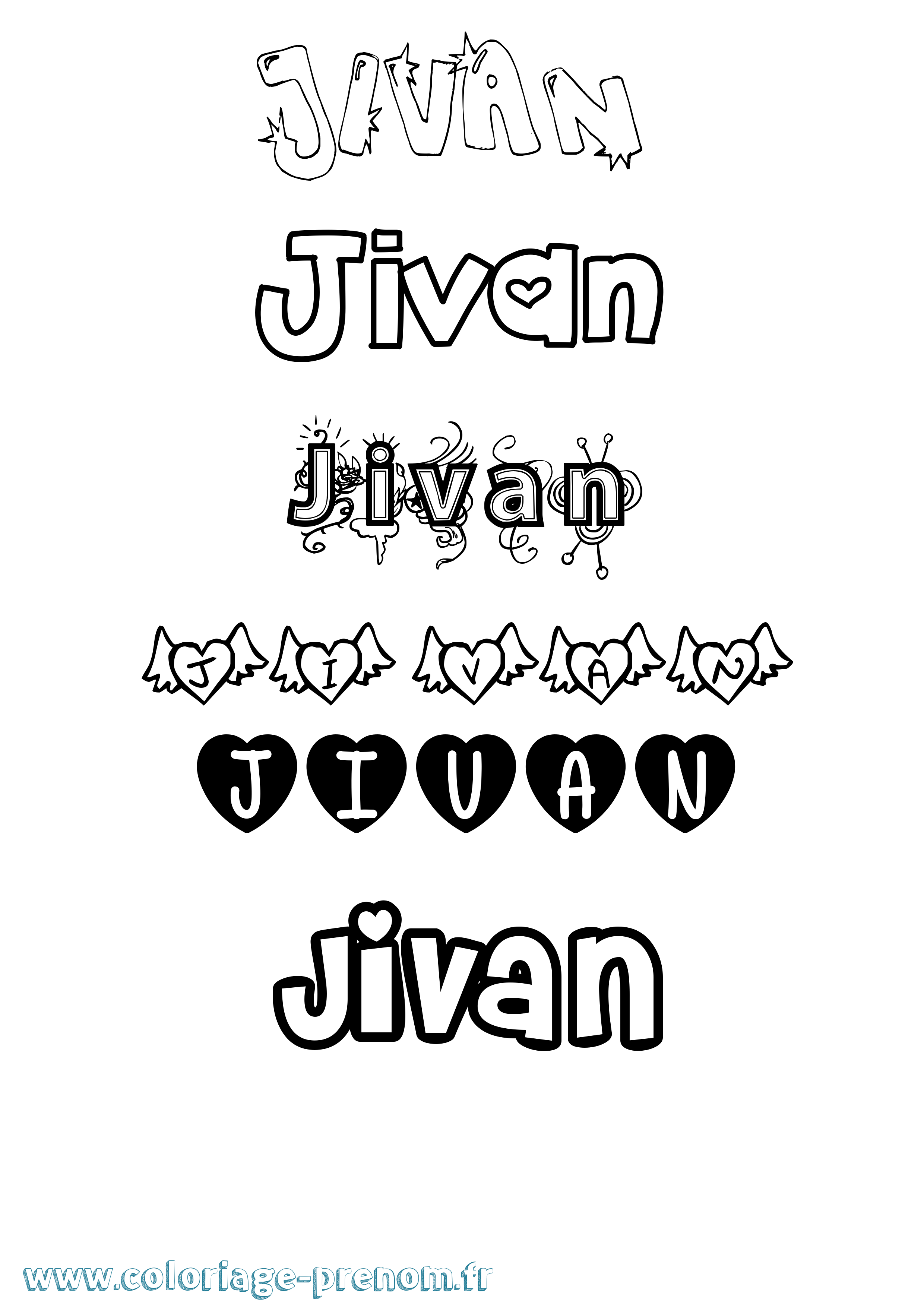 Coloriage Jivan Girly Coloriage prénom Jivan Girly