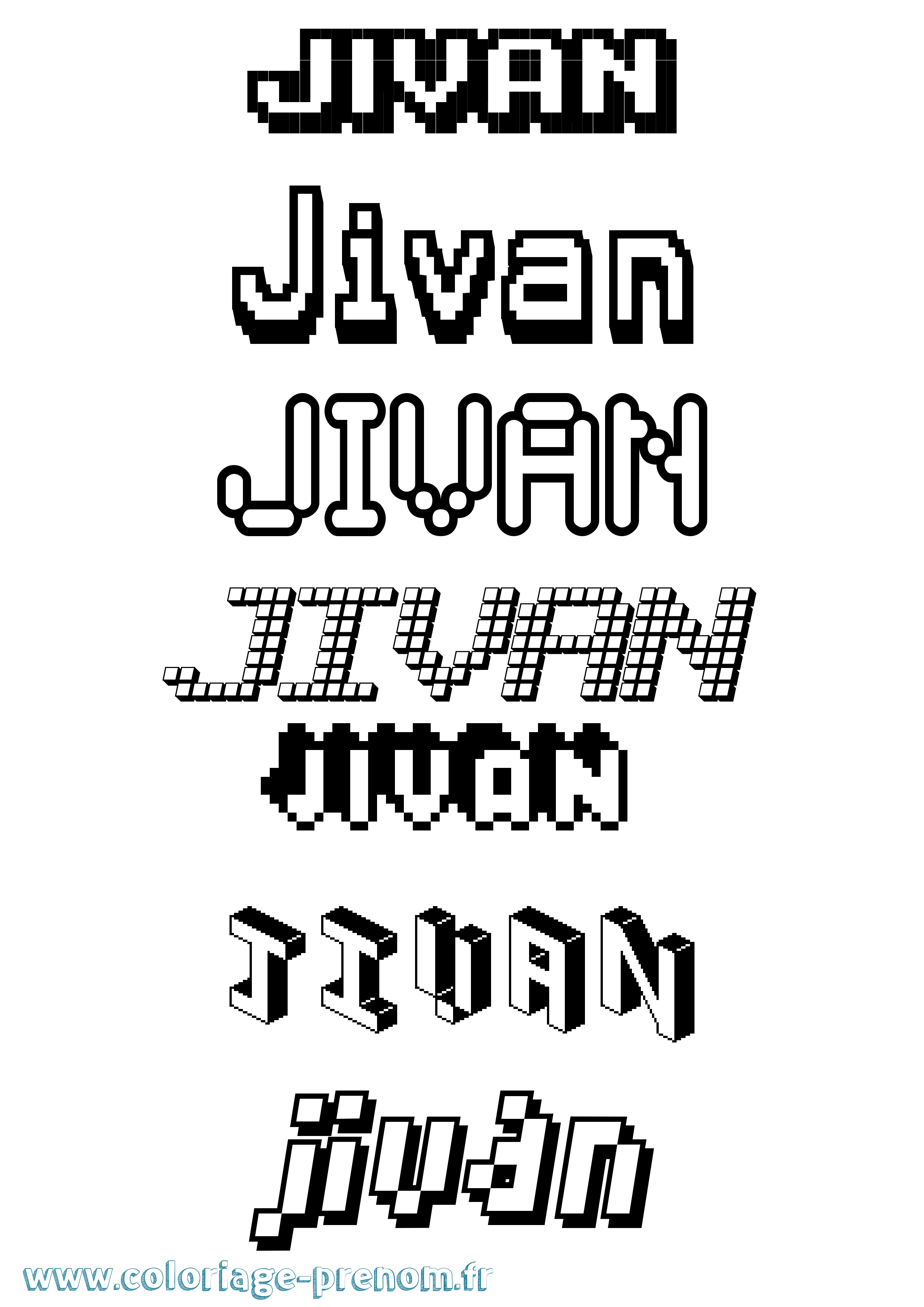 Coloriage Jivan Pixel Coloriage prénom Jivan Pixel