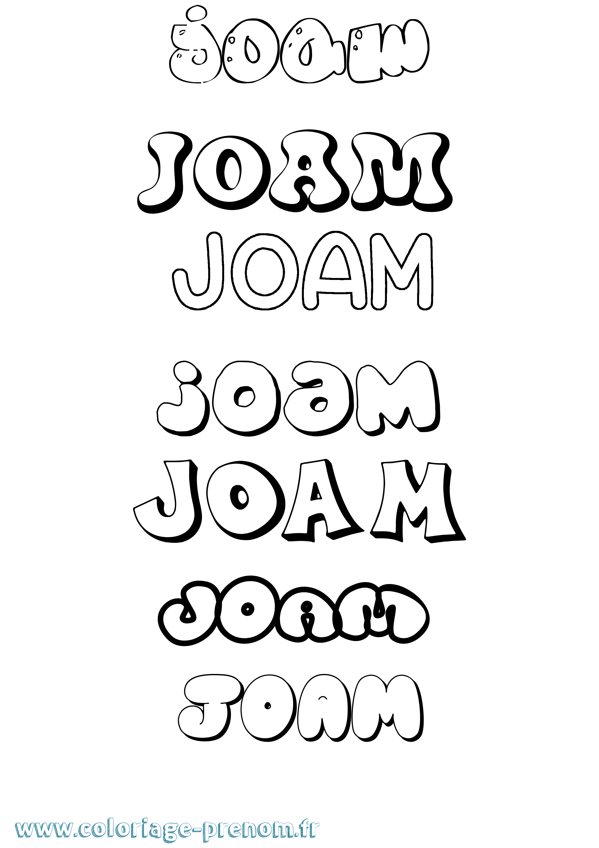 Coloriage Joam Bubble Coloriage prénom Joam Bubble