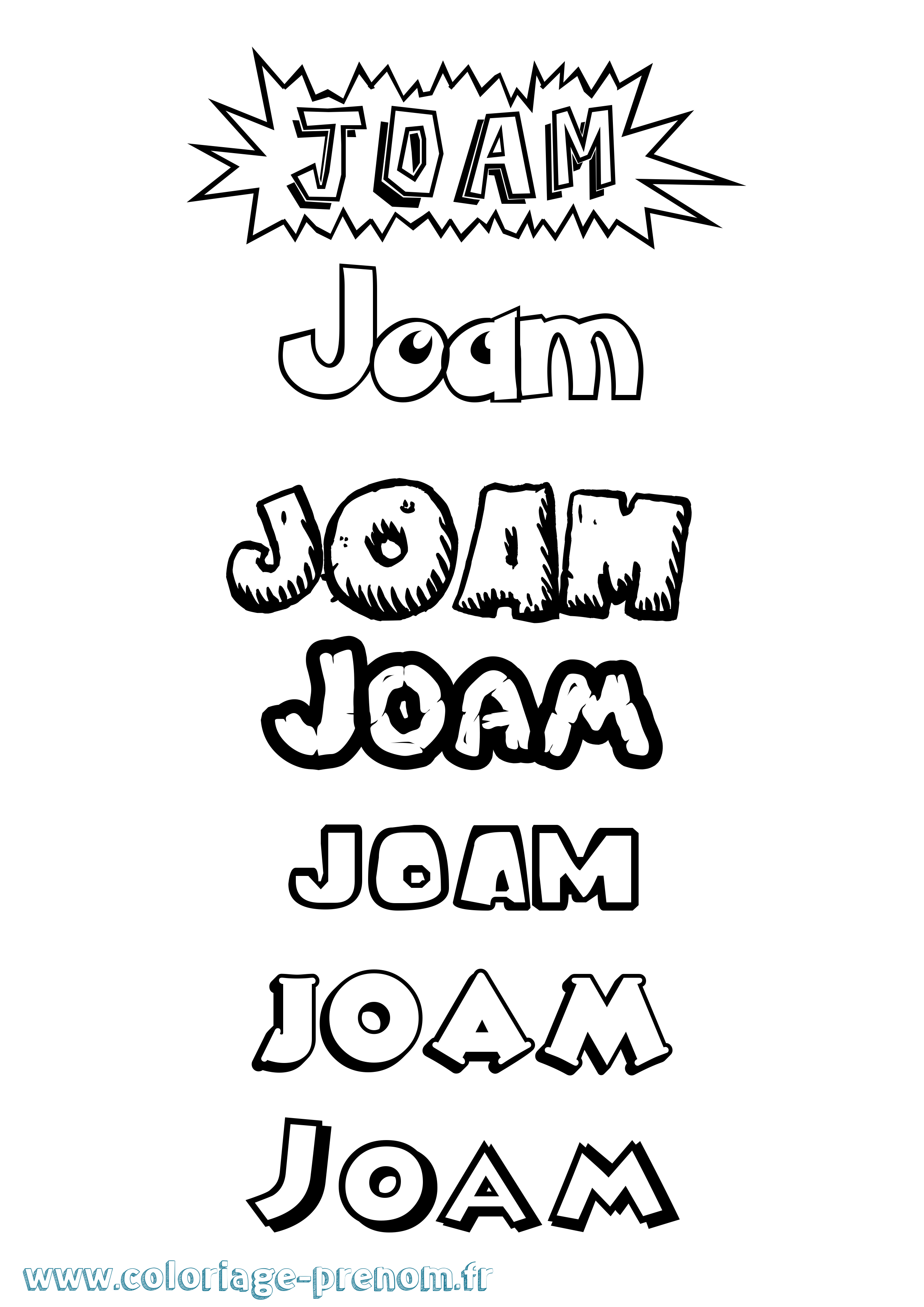Coloriage Joam Dessin Animé Coloriage prénom Joam Dessin Animé