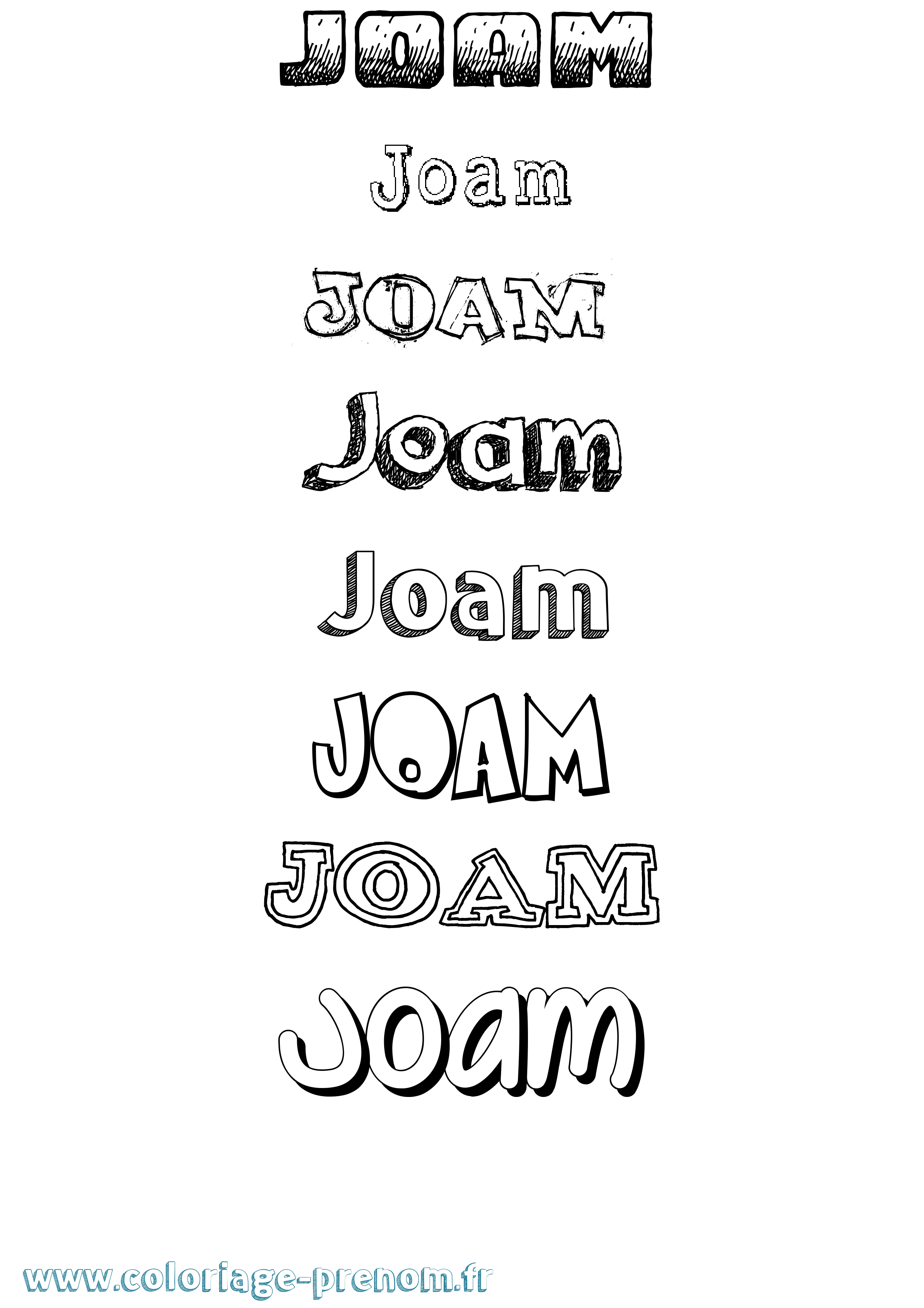 Coloriage Joam Dessiné Coloriage prénom Joam Dessiné
