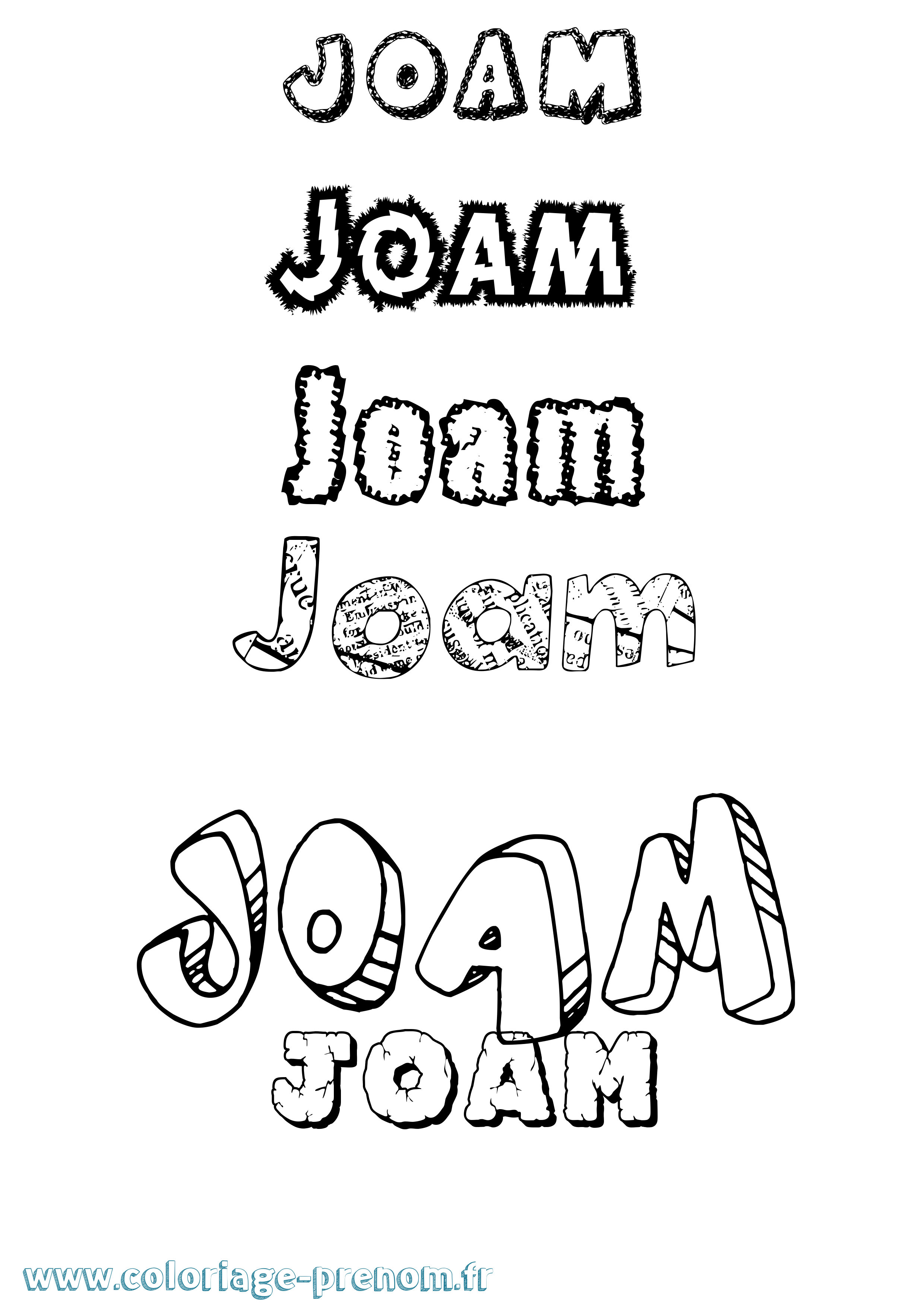 Coloriage Joam Destructuré Coloriage prénom Joam Destructuré