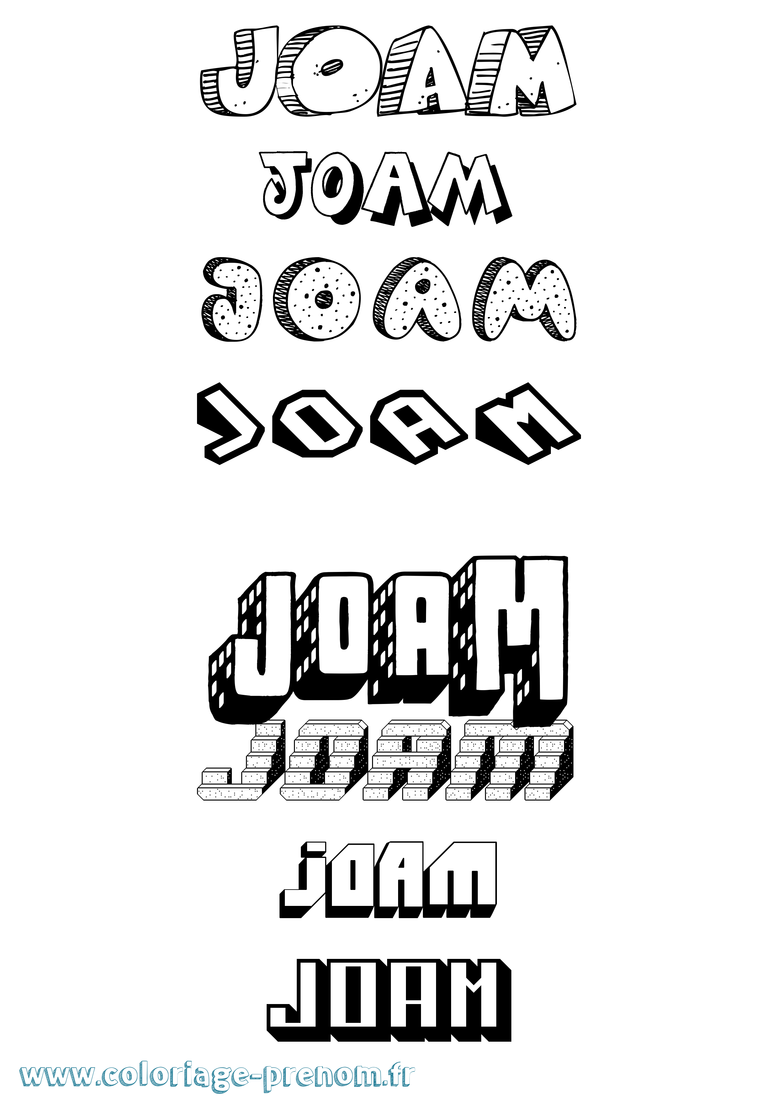 Coloriage Joam Effet 3D Coloriage prénom Joam Effet 3D
