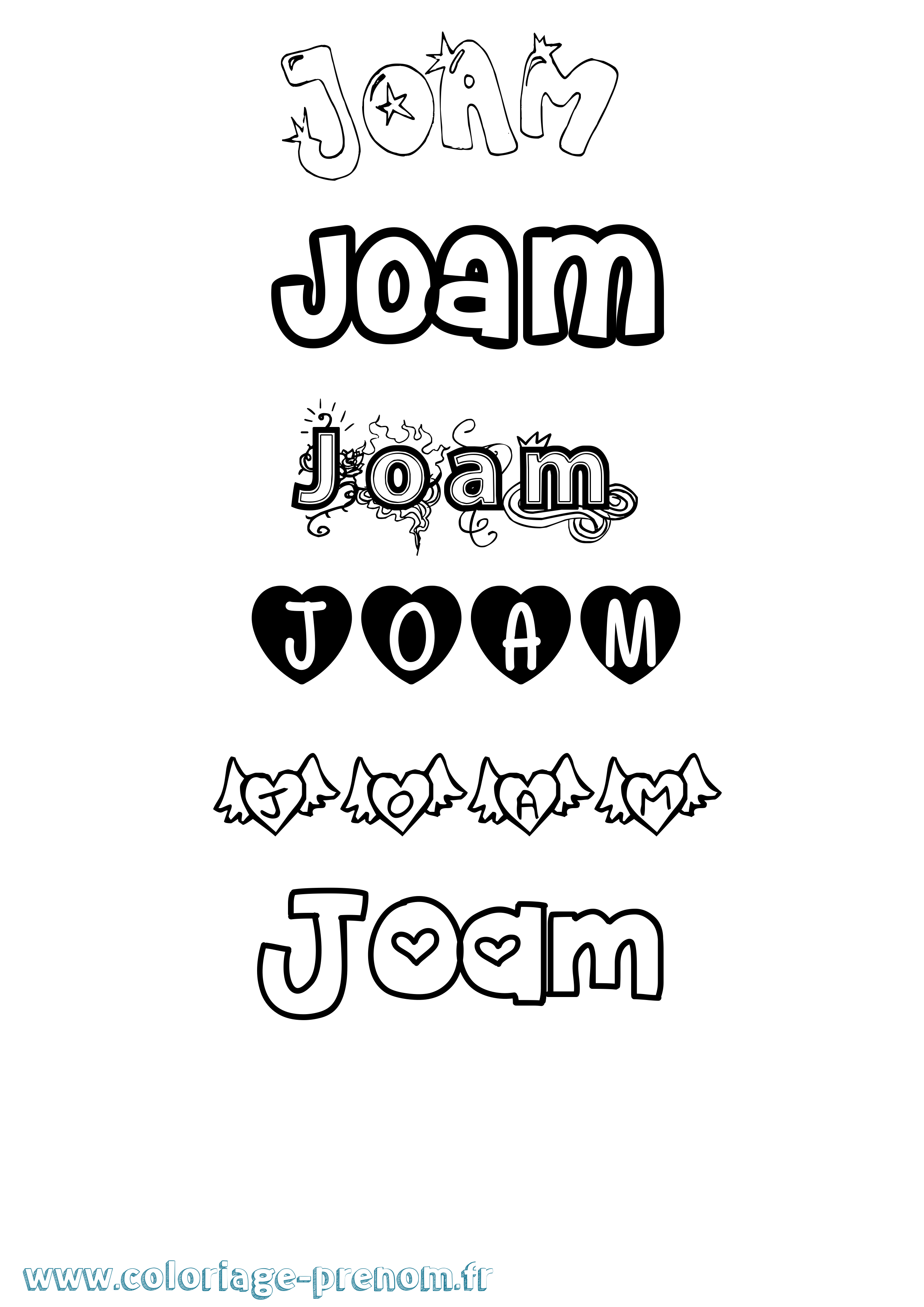 Coloriage Joam Girly Coloriage prénom Joam Girly
