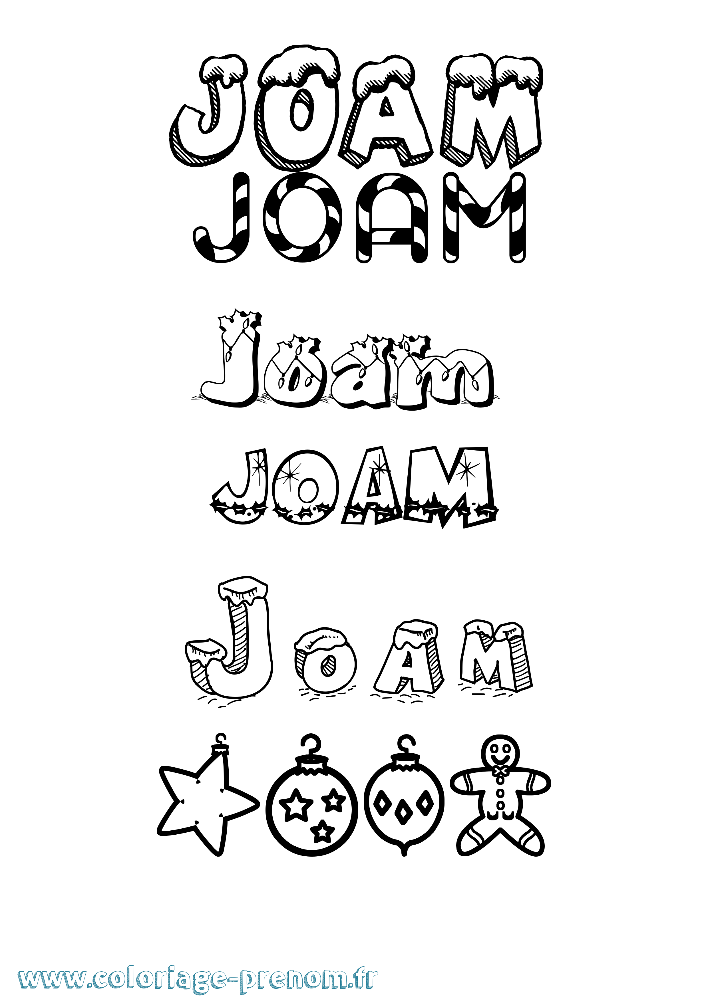 Coloriage Joam Noël Coloriage prénom Joam Noël