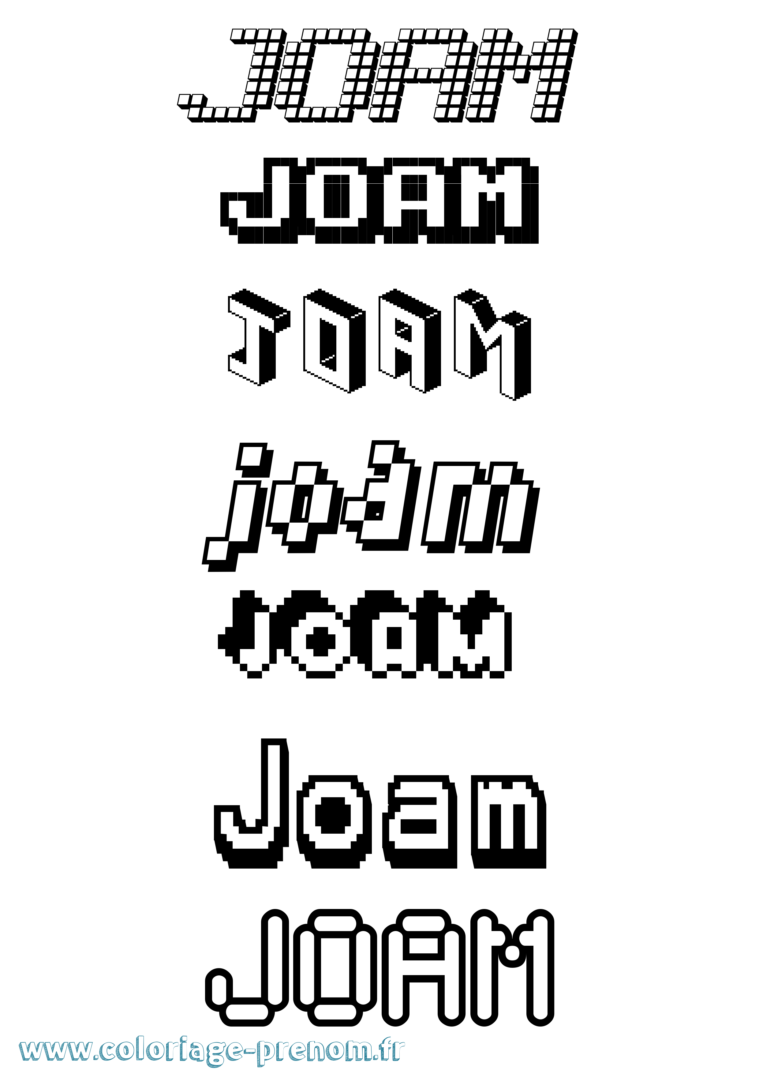 Coloriage Joam Pixel Coloriage prénom Joam Pixel