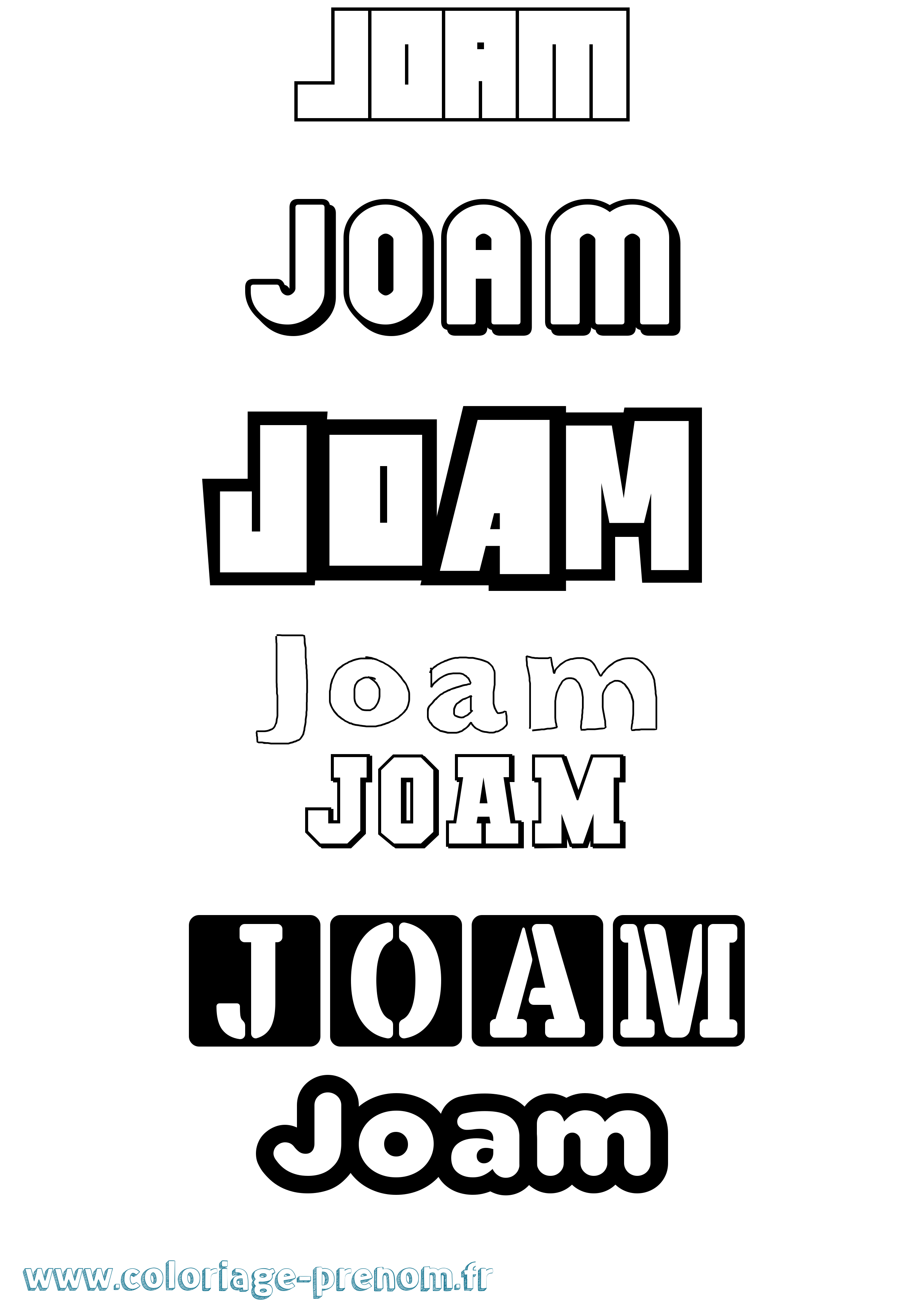 Coloriage Joam Simple Coloriage prénom Joam Simple