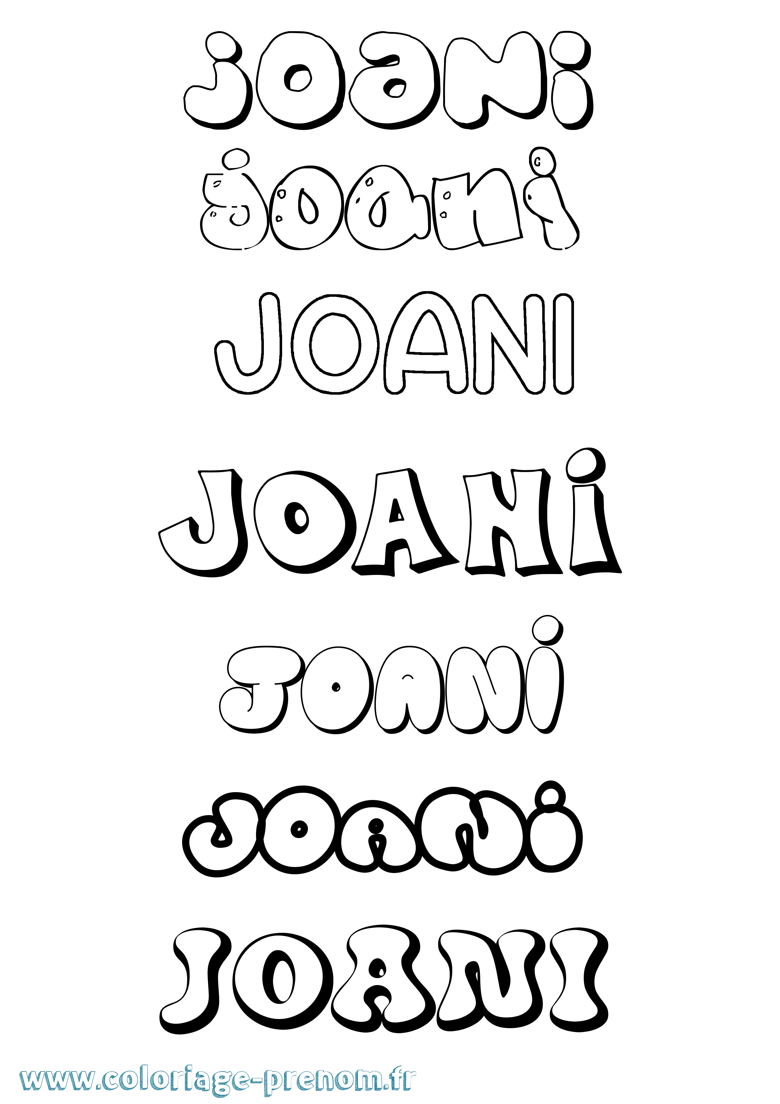 Coloriage Joani Bubble Coloriage prénom Joani Bubble