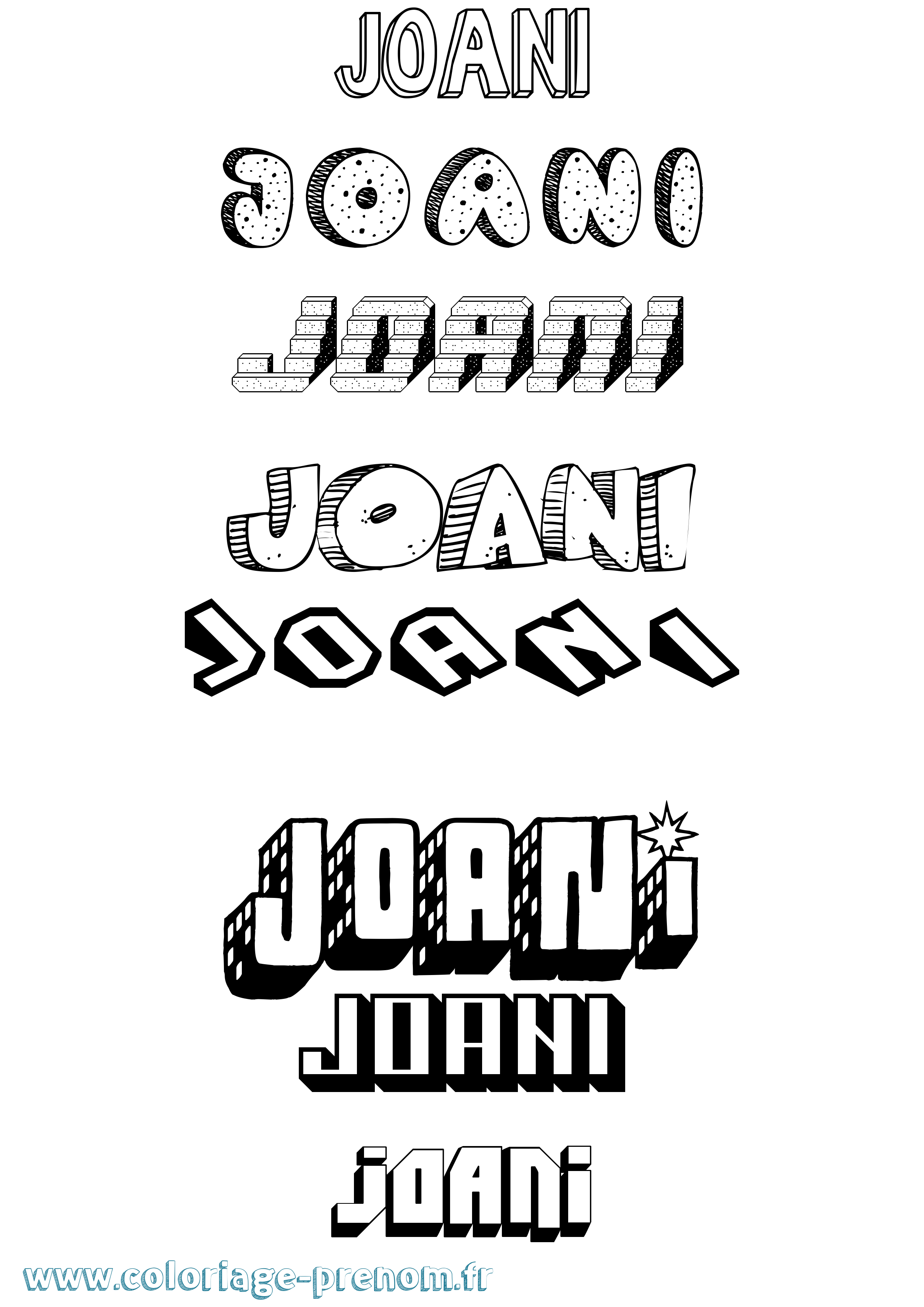 Coloriage Joani Effet 3D Coloriage prénom Joani Effet 3D