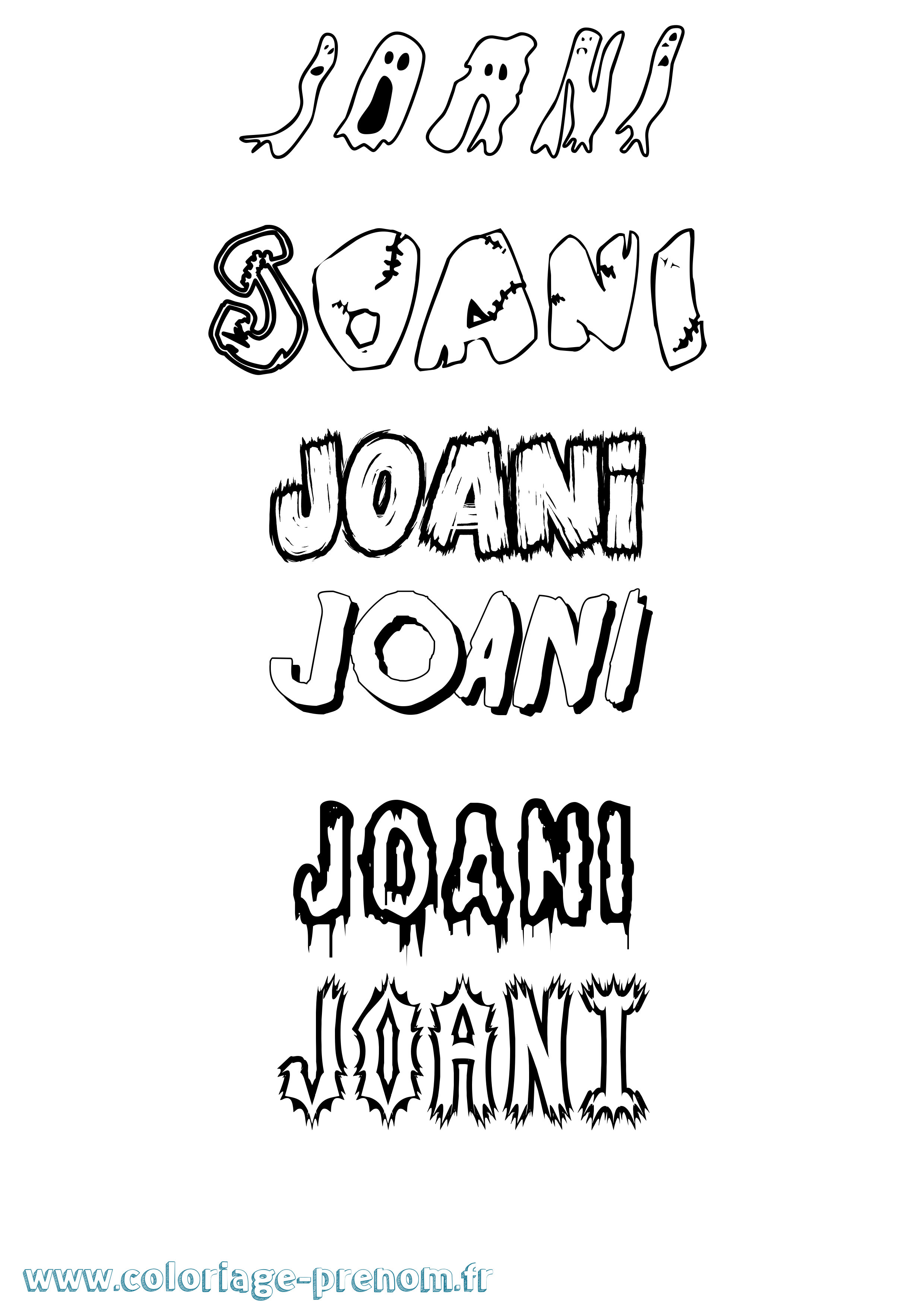 Coloriage Joani Frisson Coloriage prénom Joani Frisson