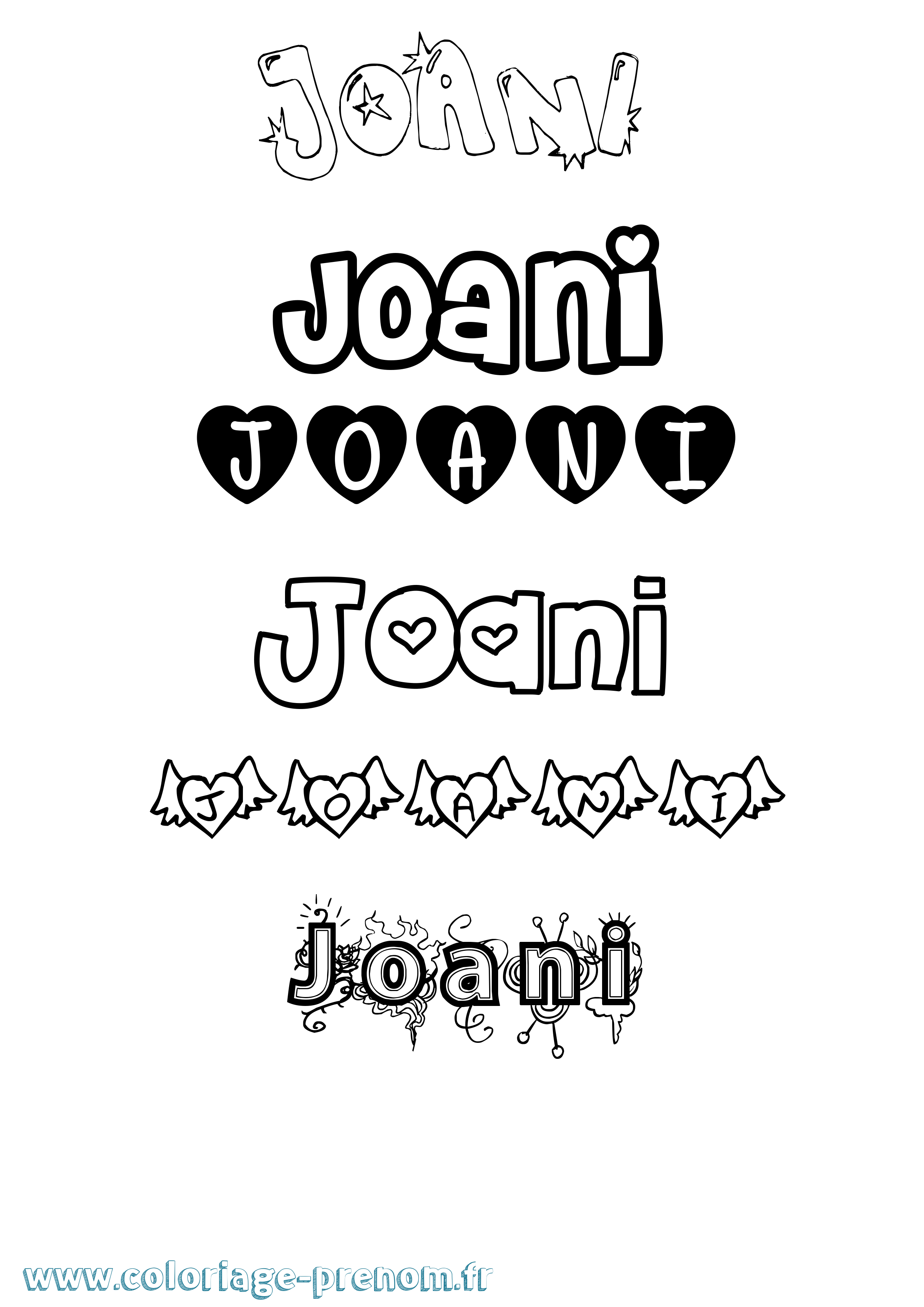Coloriage Joani Girly Coloriage prénom Joani Girly