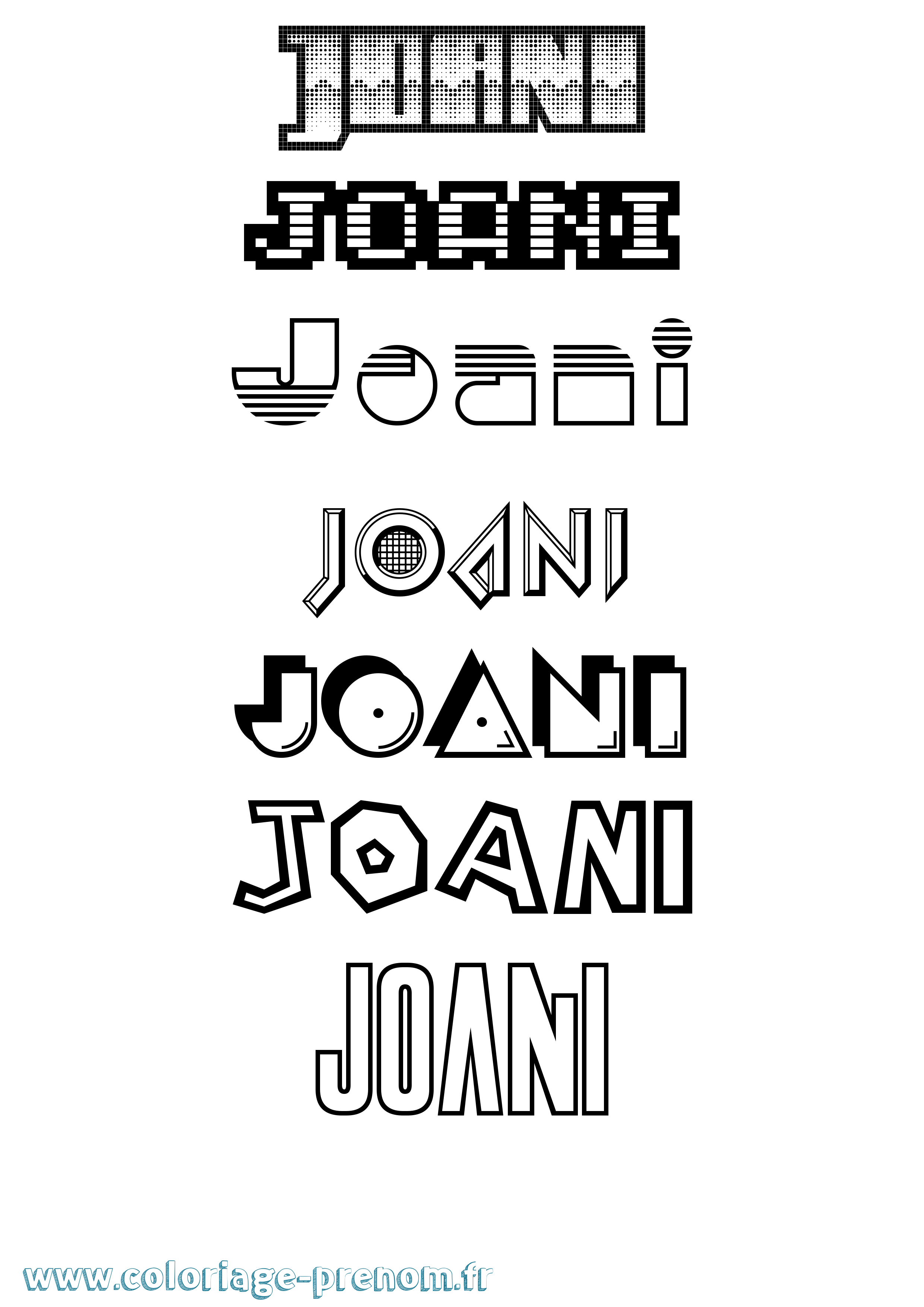 Coloriage Joani Jeux Vidéos Coloriage prénom Joani Jeux Vidéos