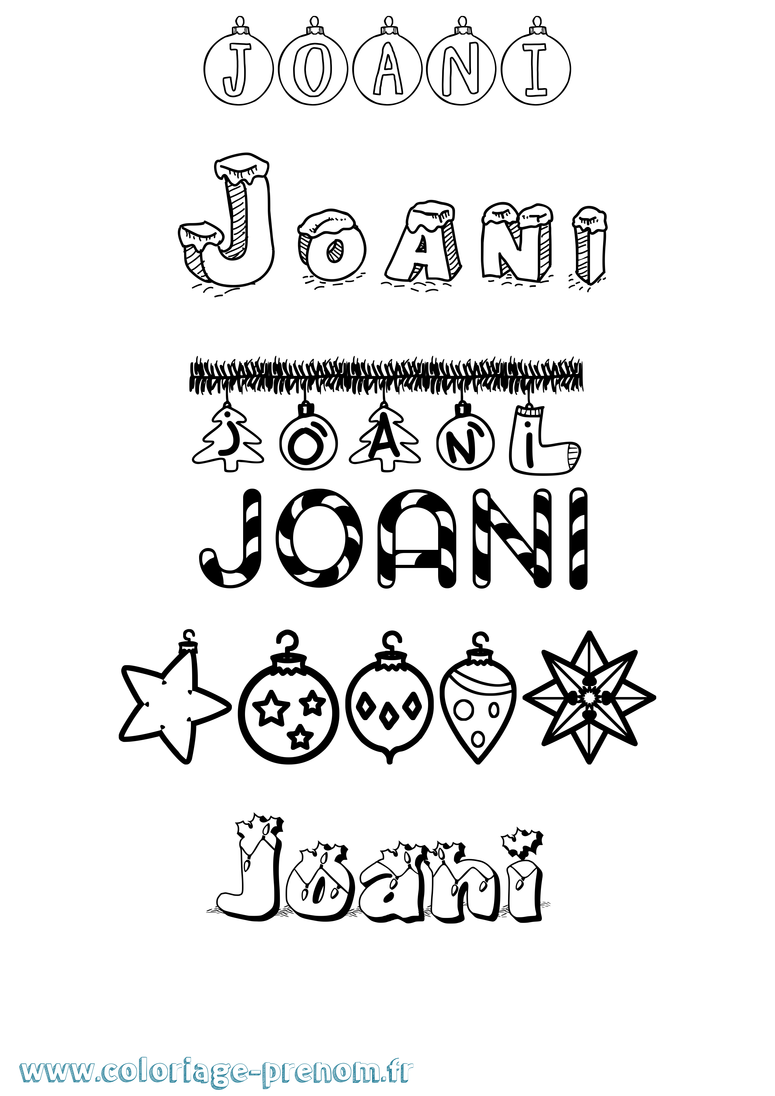 Coloriage Joani Noël Coloriage prénom Joani Noël