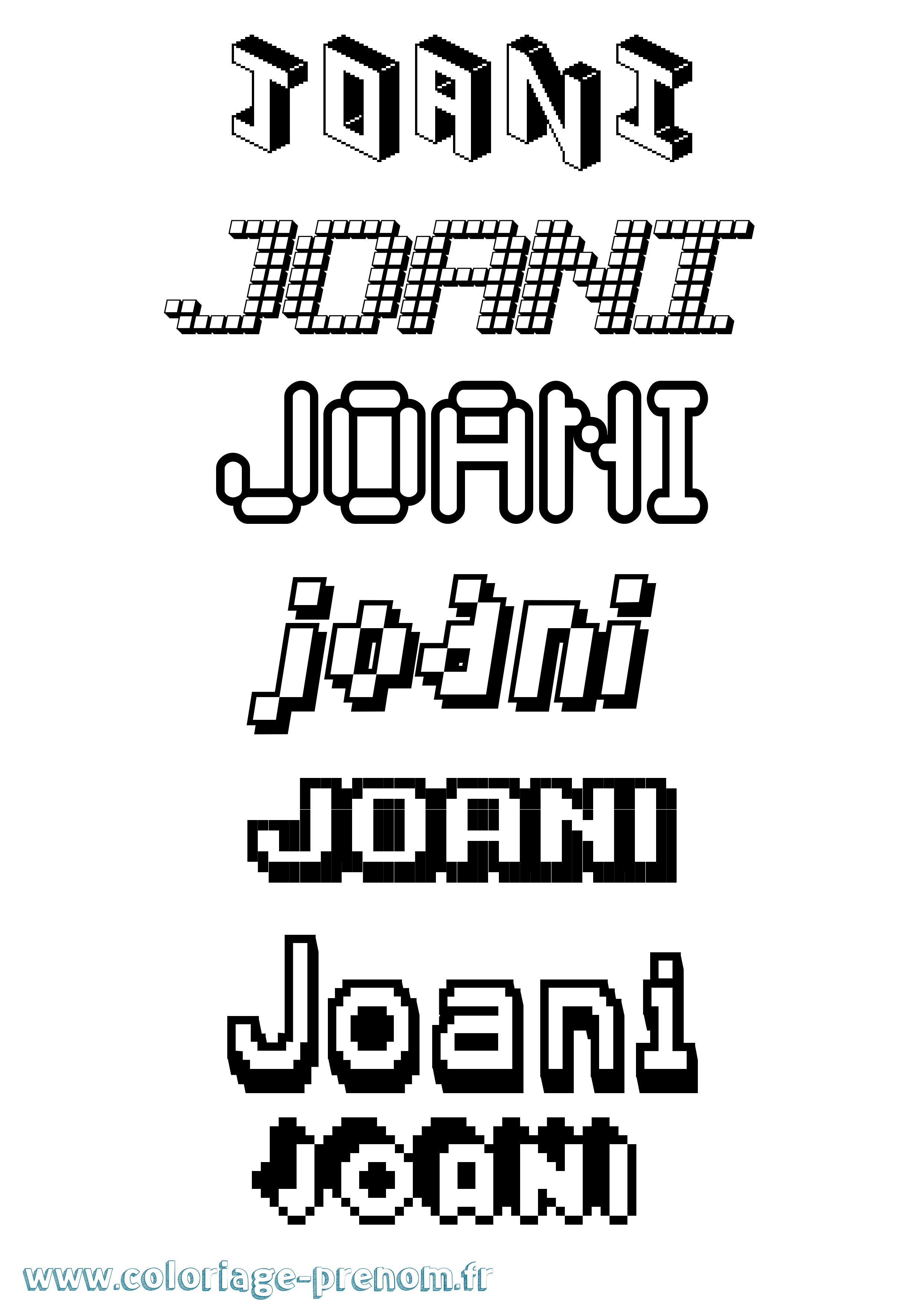 Coloriage Joani Pixel Coloriage prénom Joani Pixel