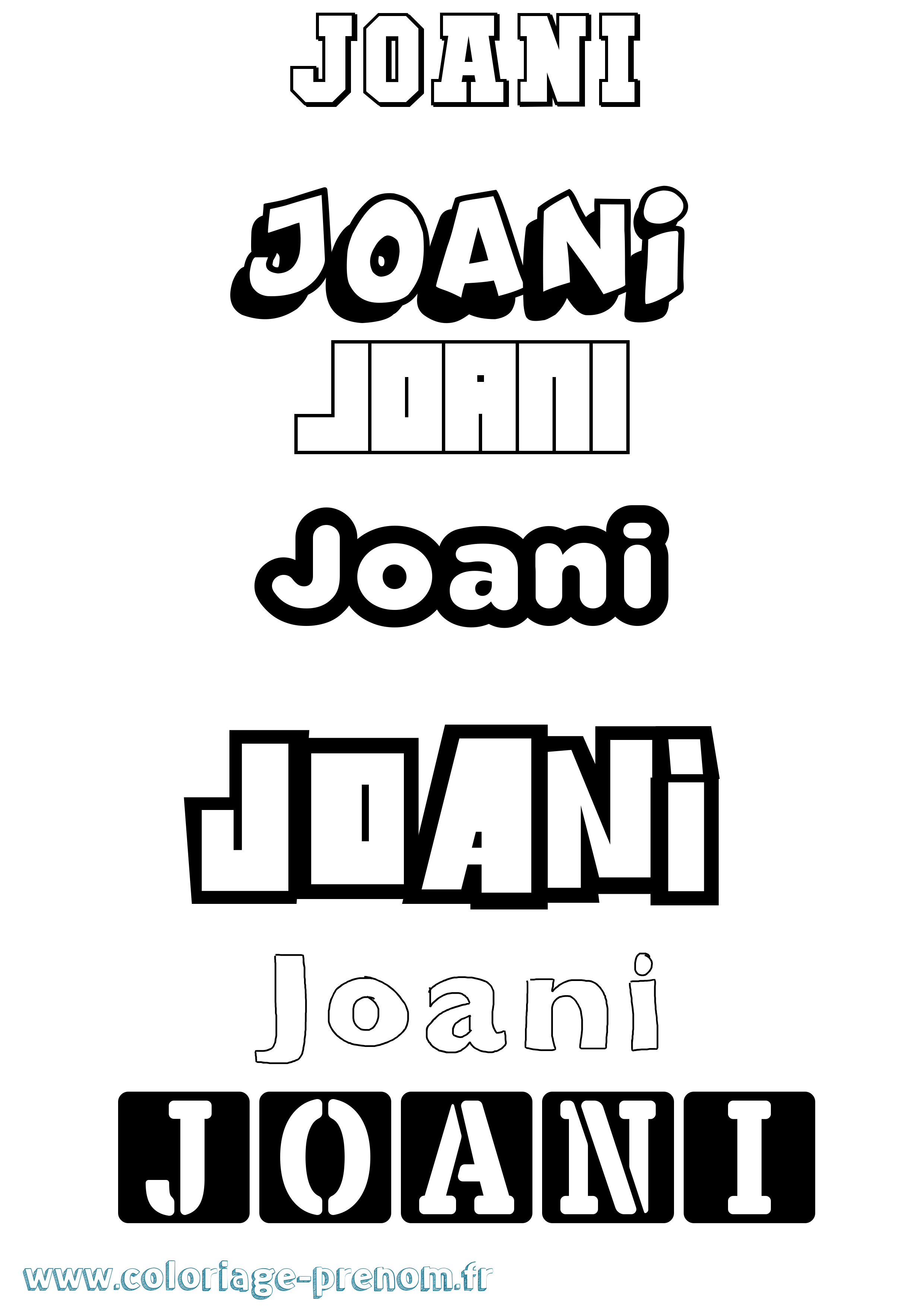 Coloriage Joani Simple Coloriage prénom Joani Simple