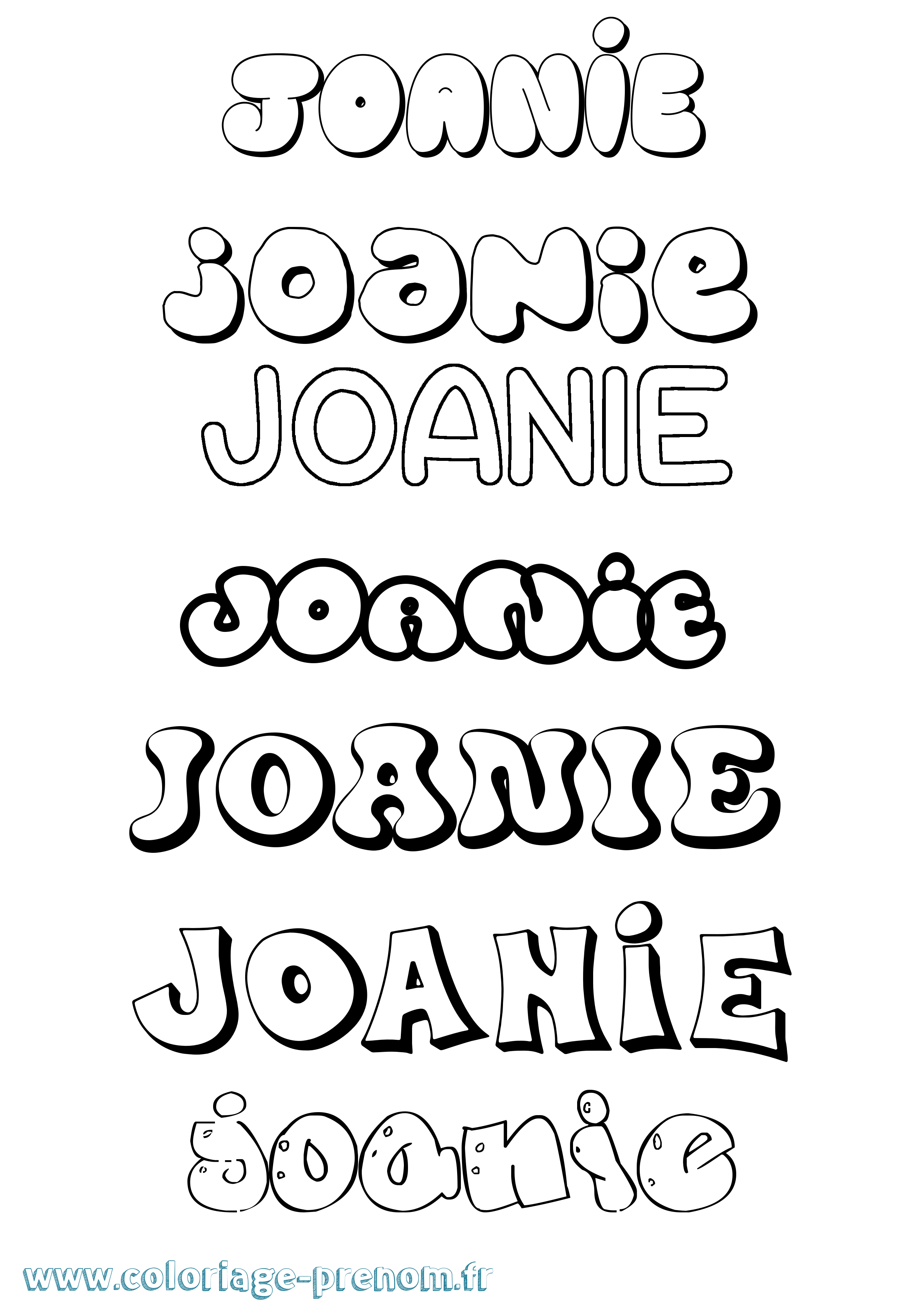 Coloriage Joanie Bubble Coloriage prénom Joanie Bubble