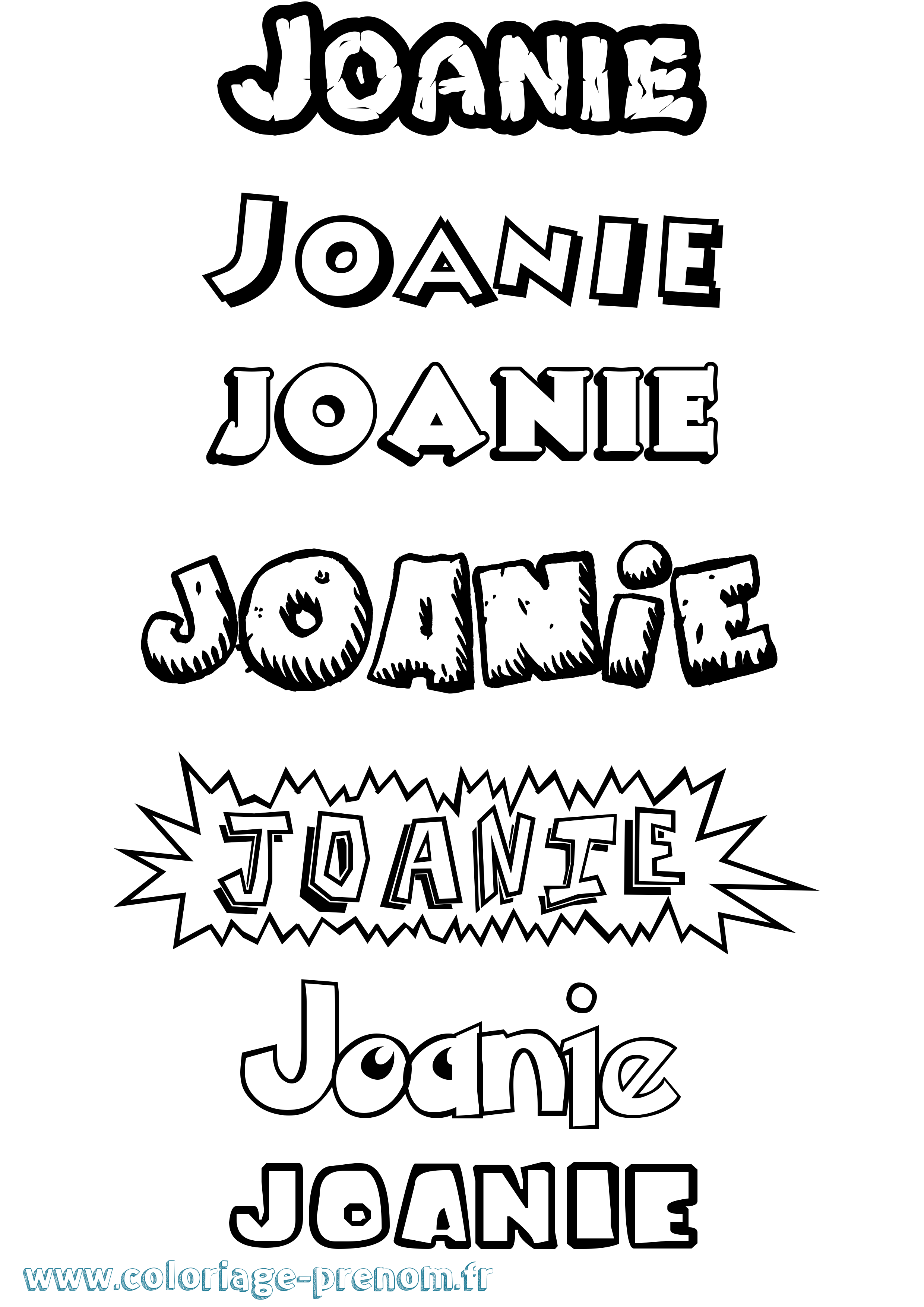 Coloriage Joanie Dessin Animé Coloriage prénom Joanie Dessin Animé