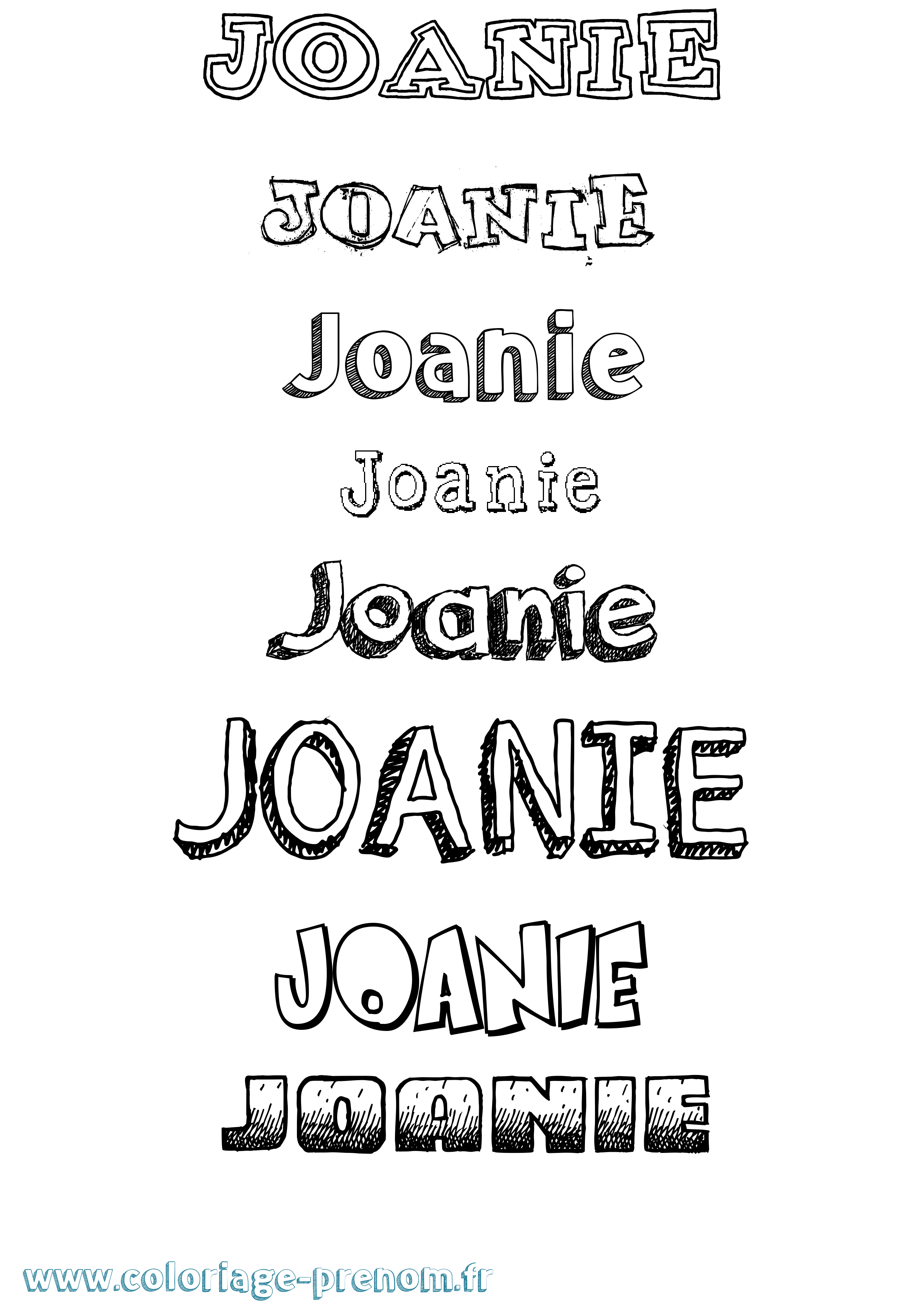 Coloriage Joanie Dessiné Coloriage prénom Joanie Dessiné