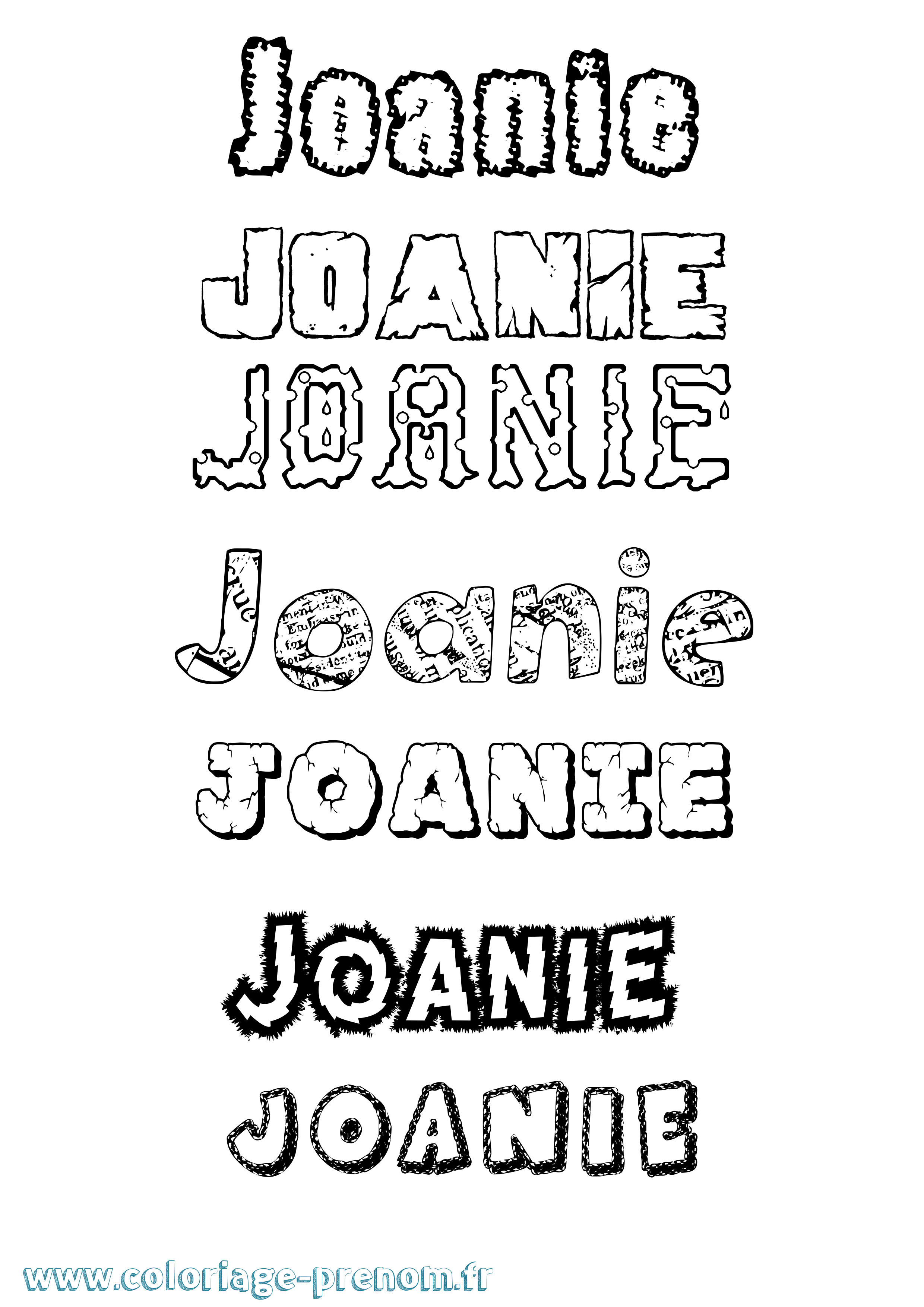 Coloriage Joanie Destructuré Coloriage prénom Joanie Destructuré