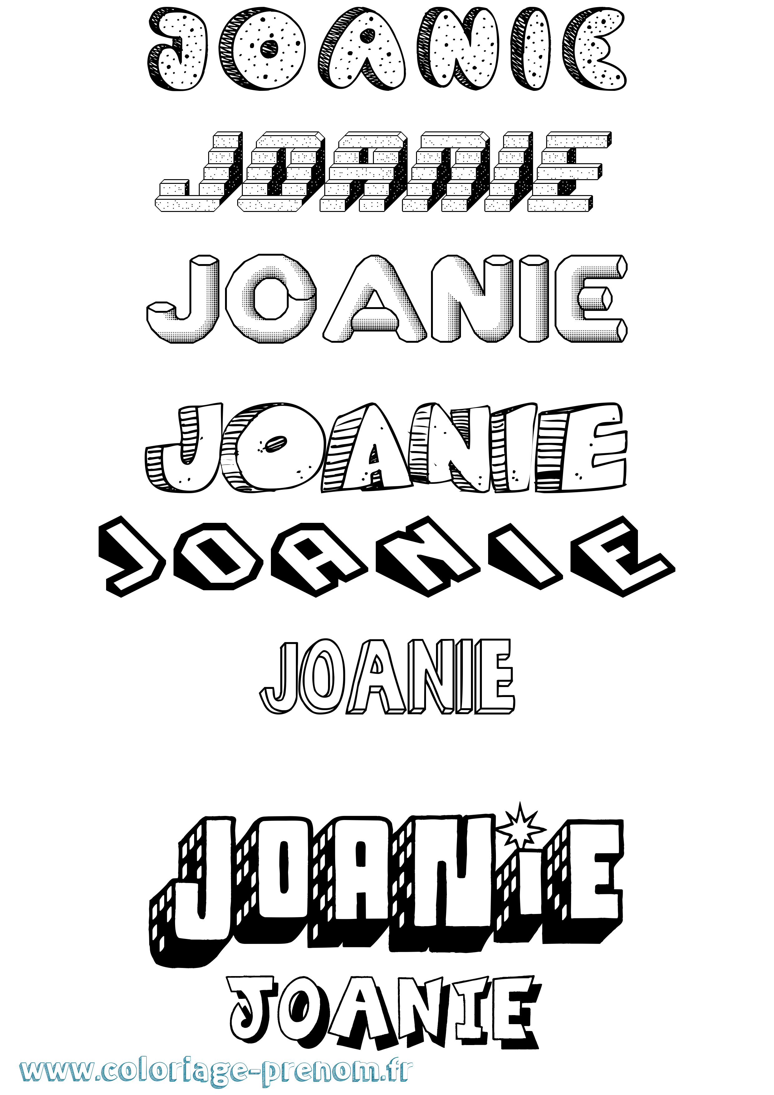 Coloriage Joanie Effet 3D Coloriage prénom Joanie Effet 3D