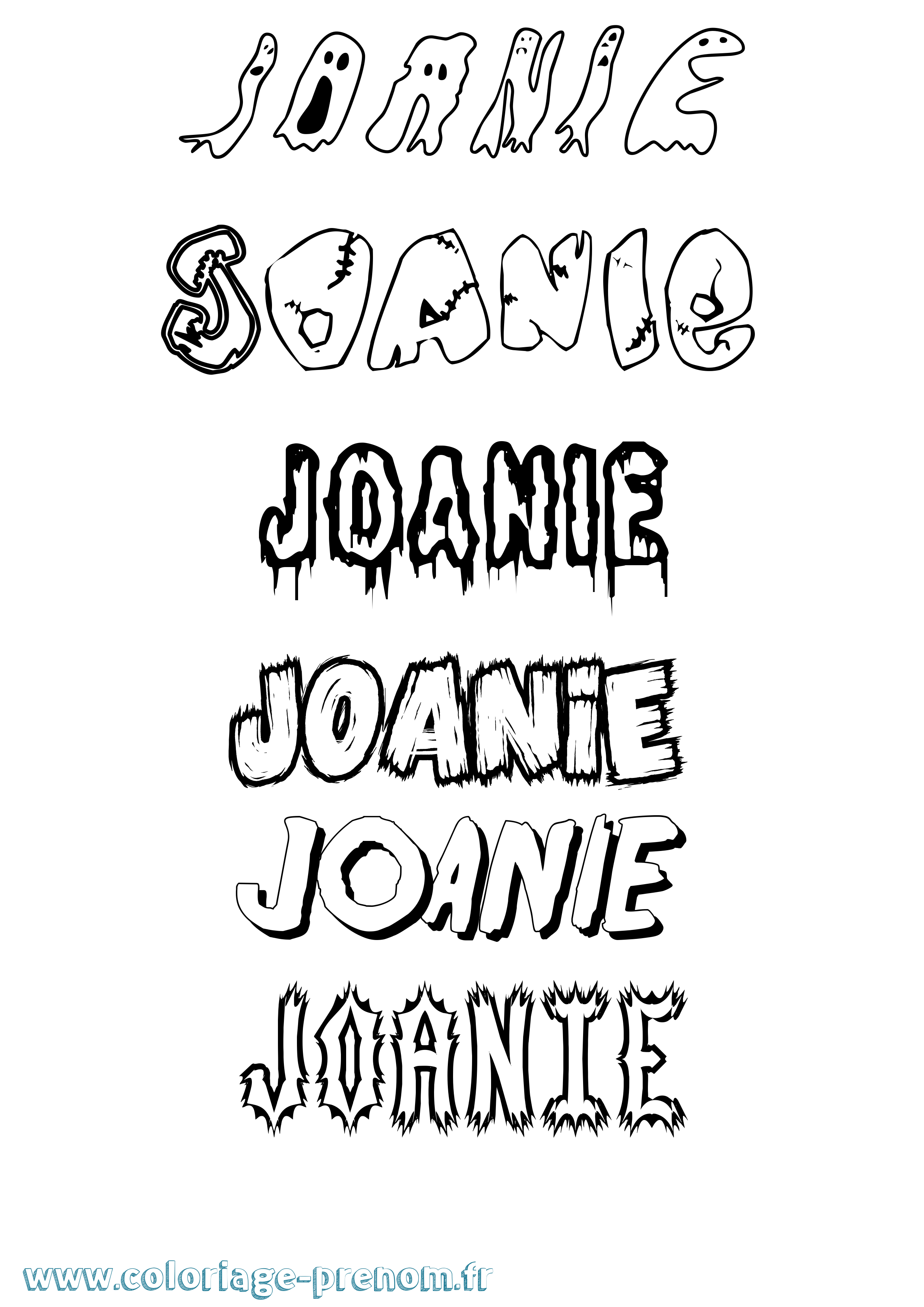Coloriage Joanie Frisson Coloriage prénom Joanie Frisson