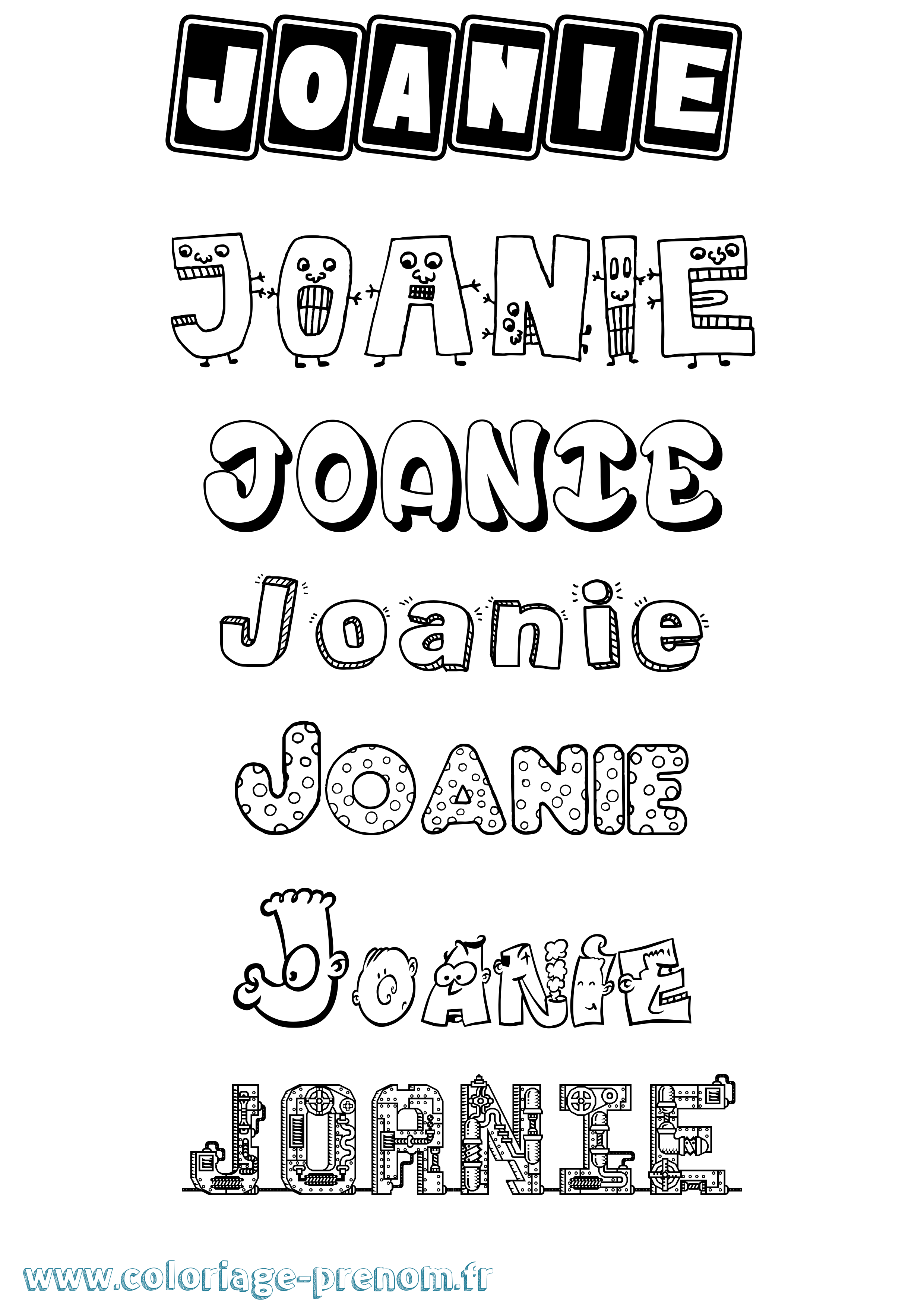Coloriage Joanie Fun Coloriage prénom Joanie Fun