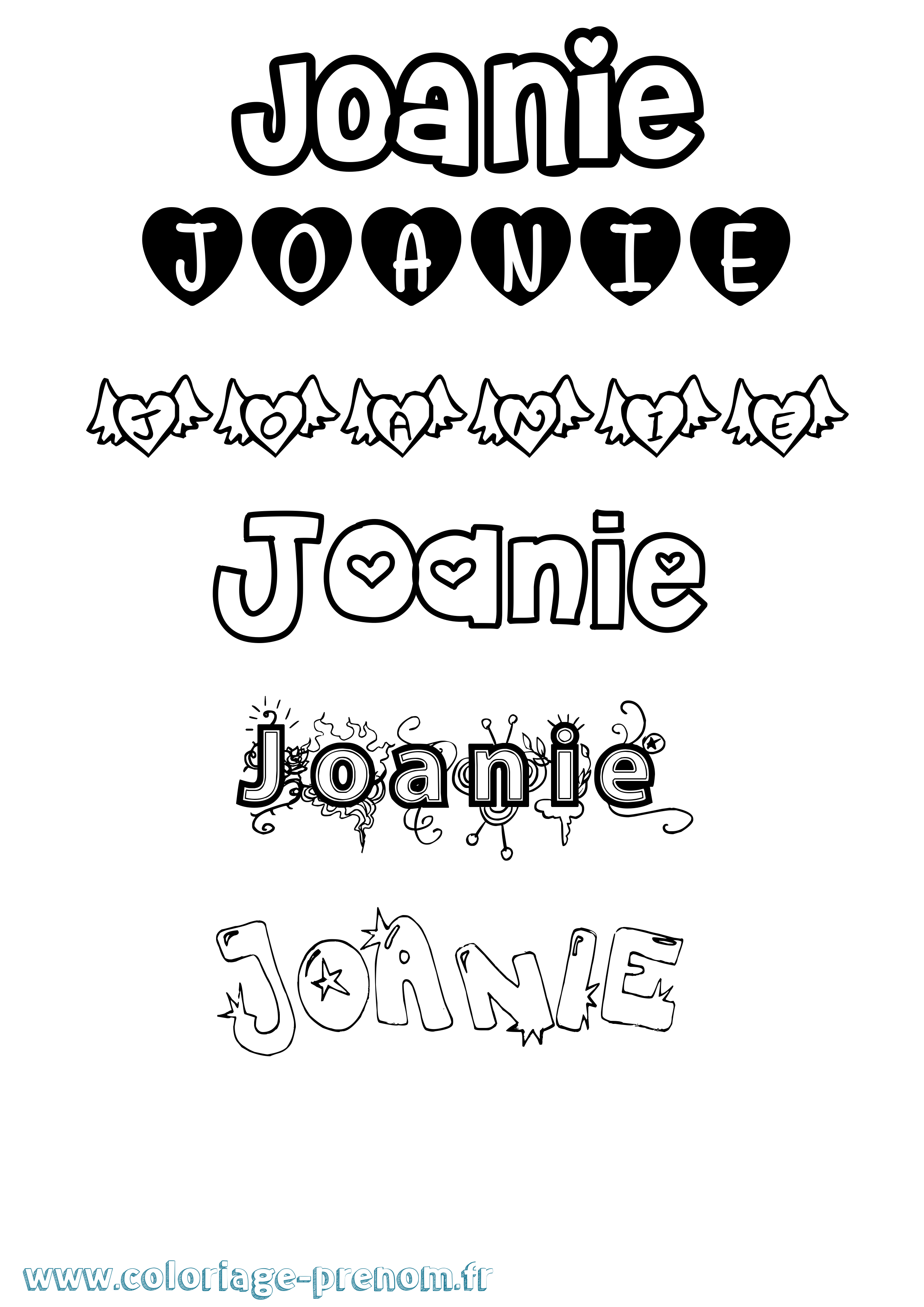 Coloriage Joanie Girly Coloriage prénom Joanie Girly