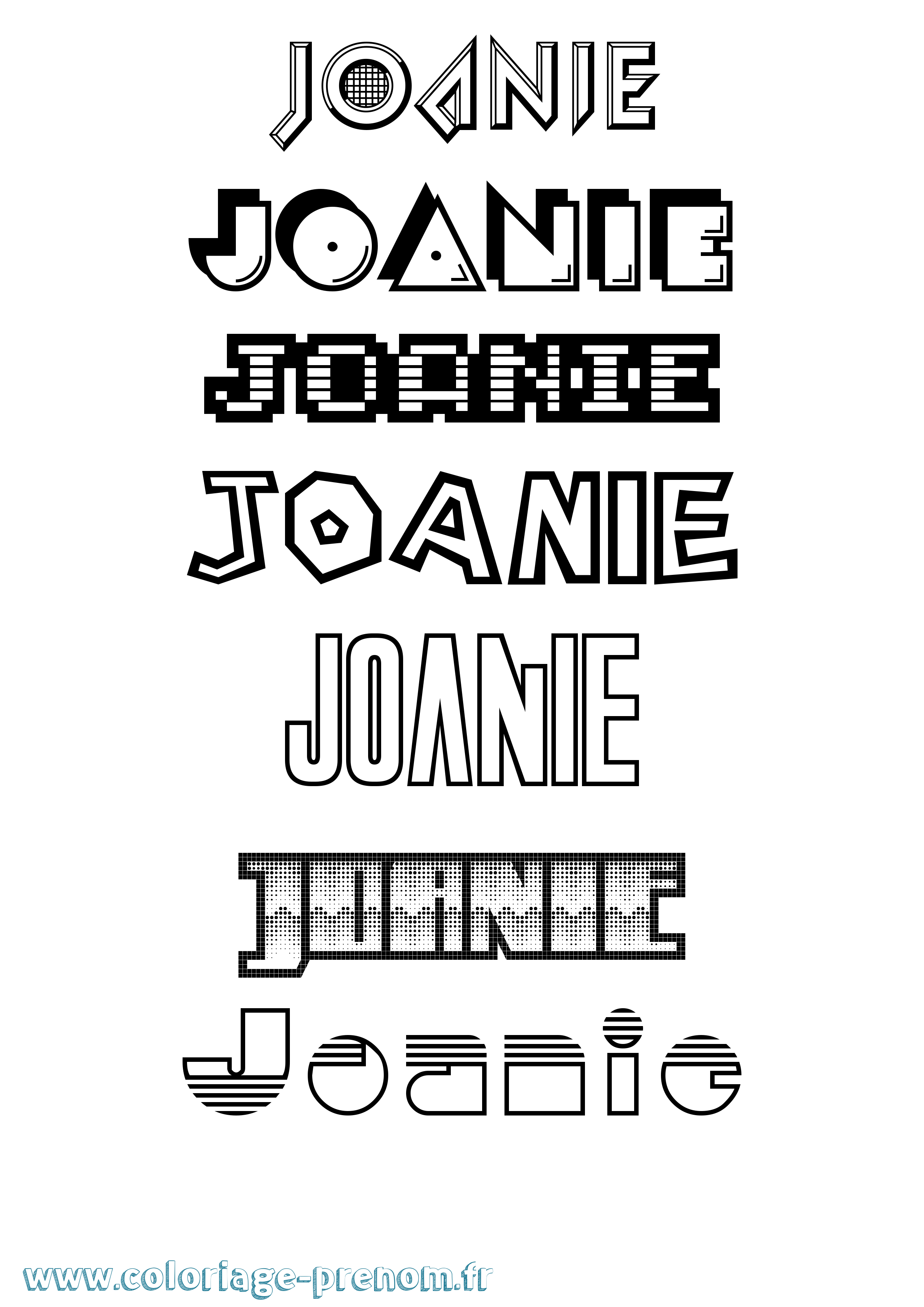 Coloriage Joanie Jeux Vidéos Coloriage prénom Joanie Jeux Vidéos