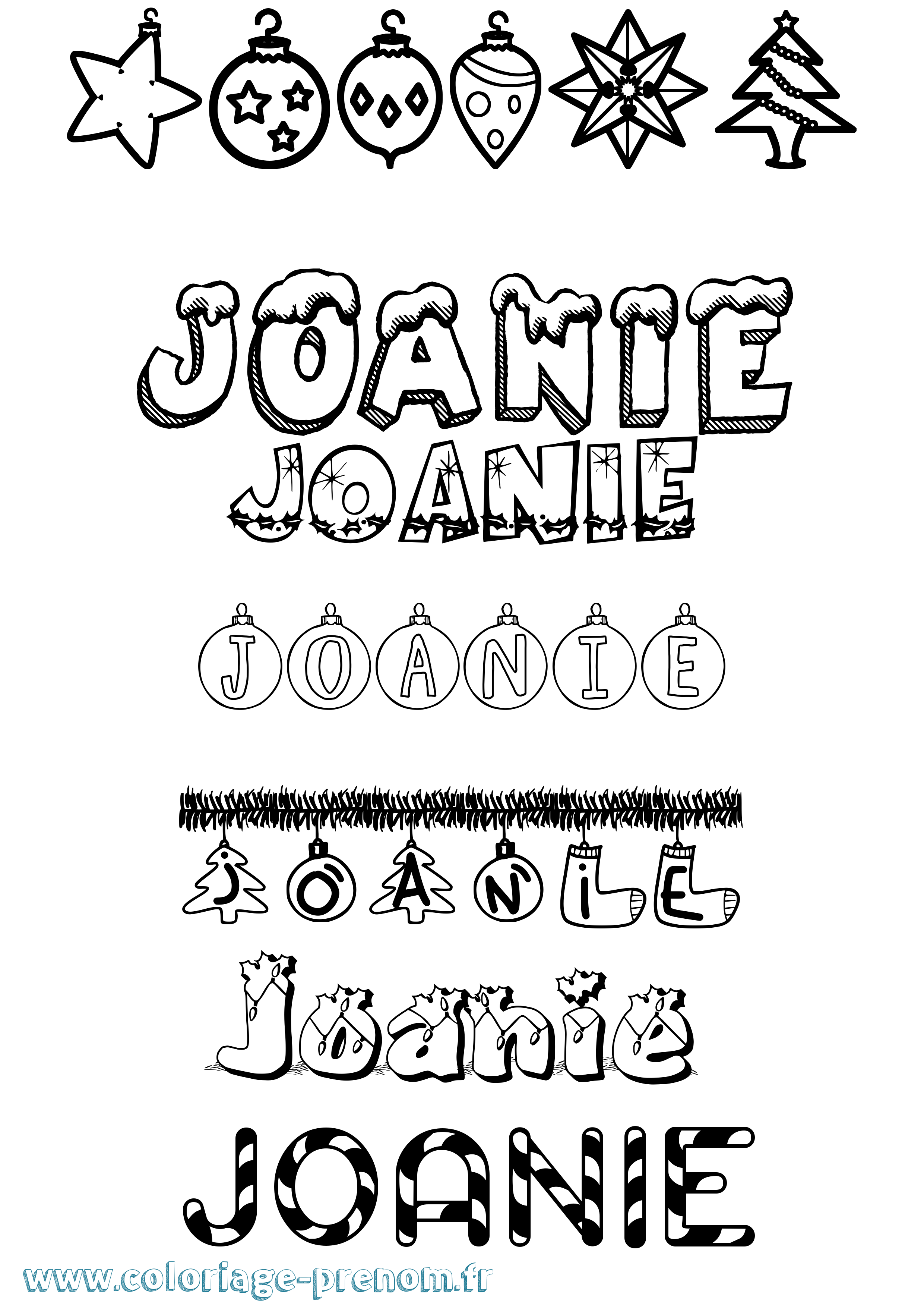 Coloriage Joanie Noël Coloriage prénom Joanie Noël