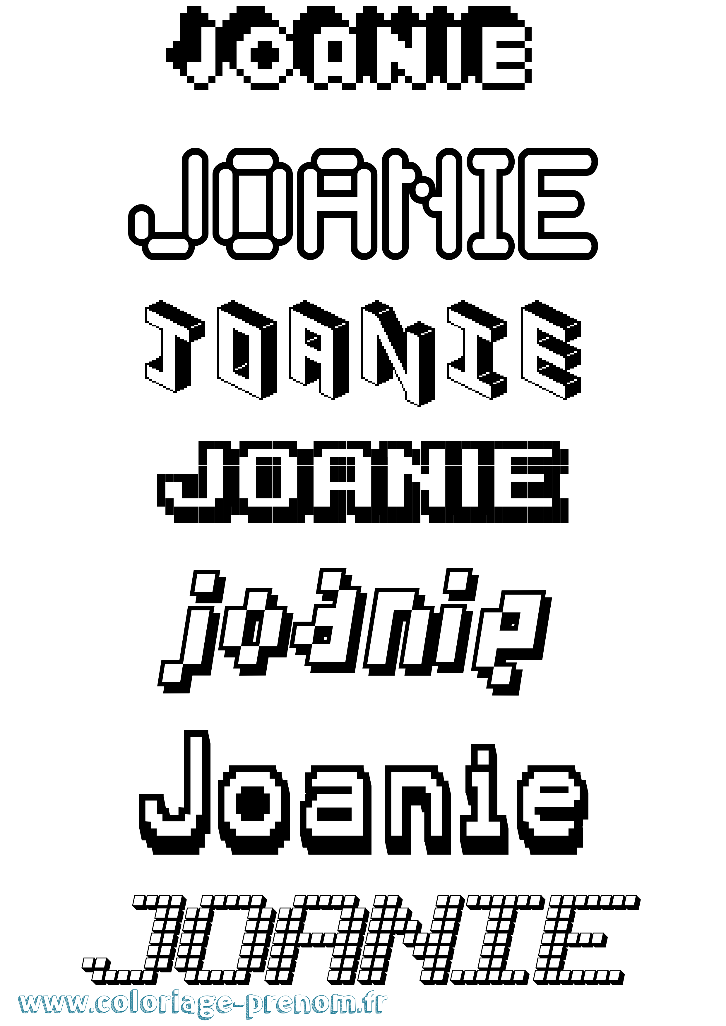 Coloriage Joanie Pixel Coloriage prénom Joanie Pixel