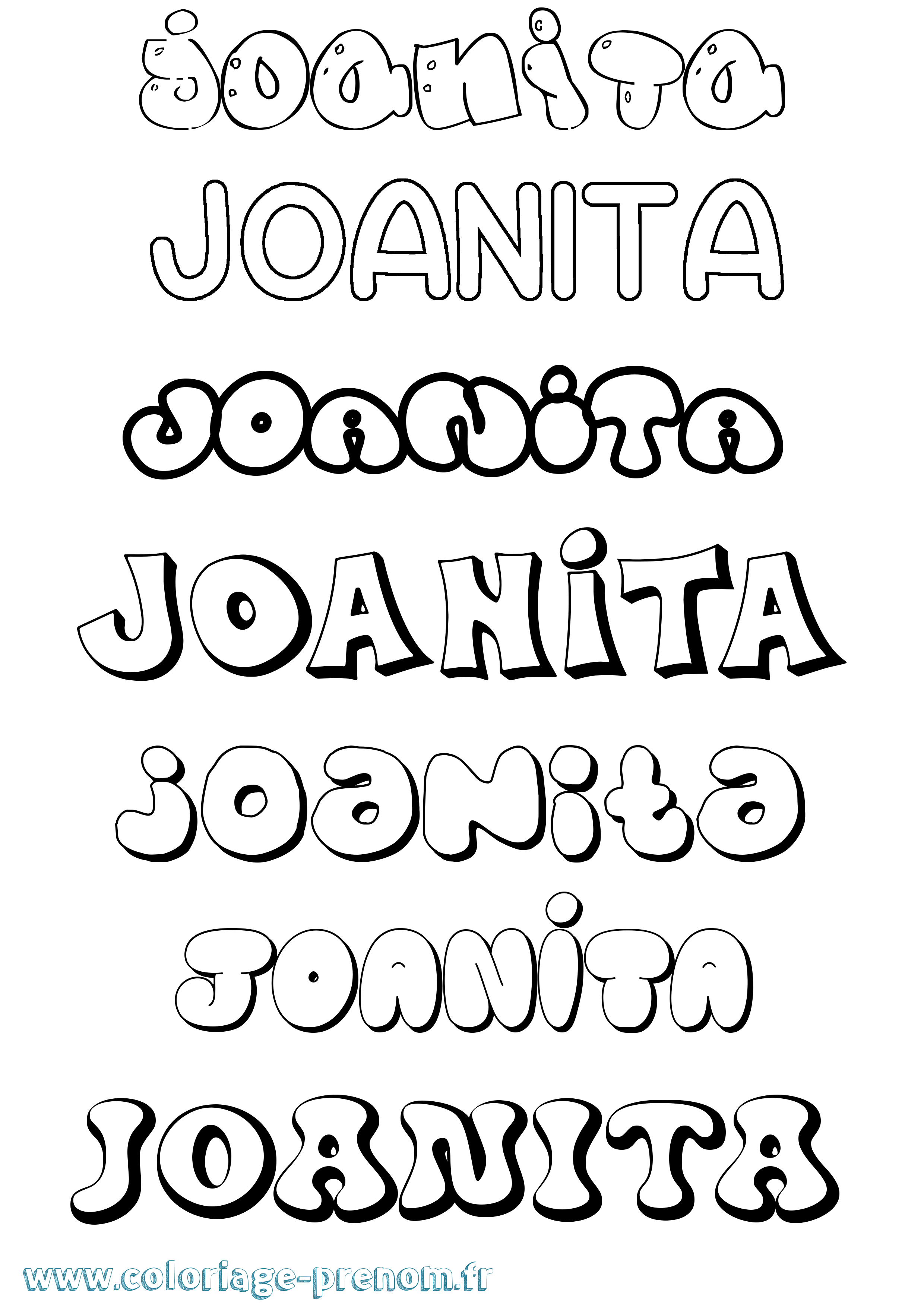 Coloriage Joanita Bubble Coloriage prénom Joanita Bubble