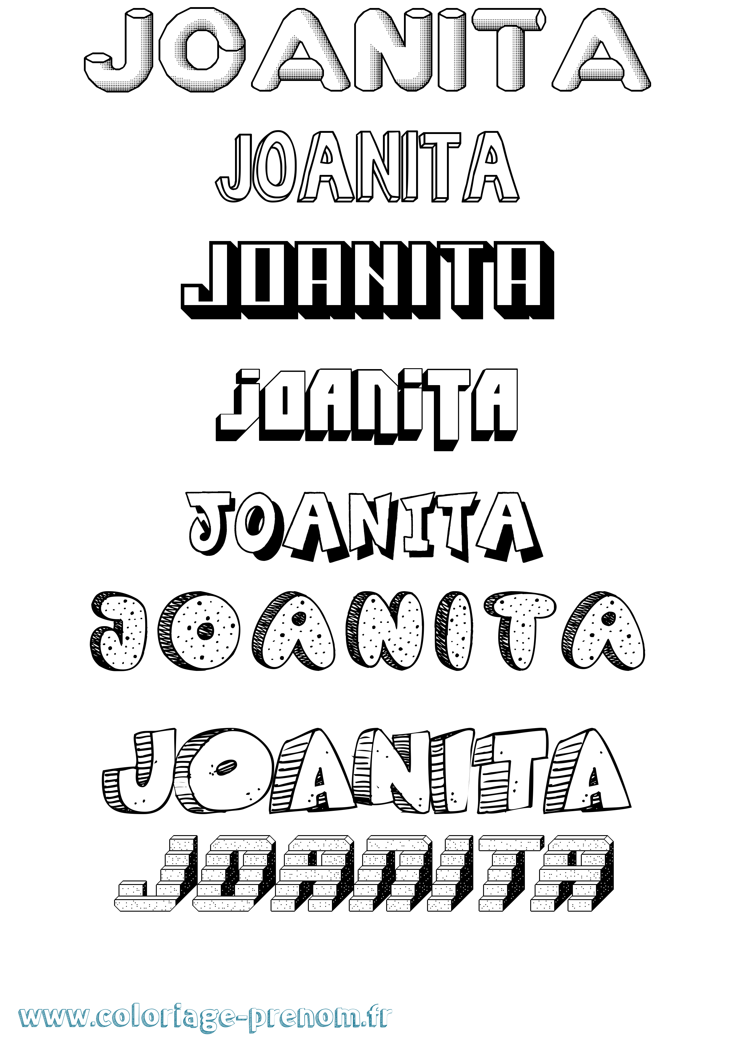 Coloriage Joanita Effet 3D Coloriage prénom Joanita Effet 3D