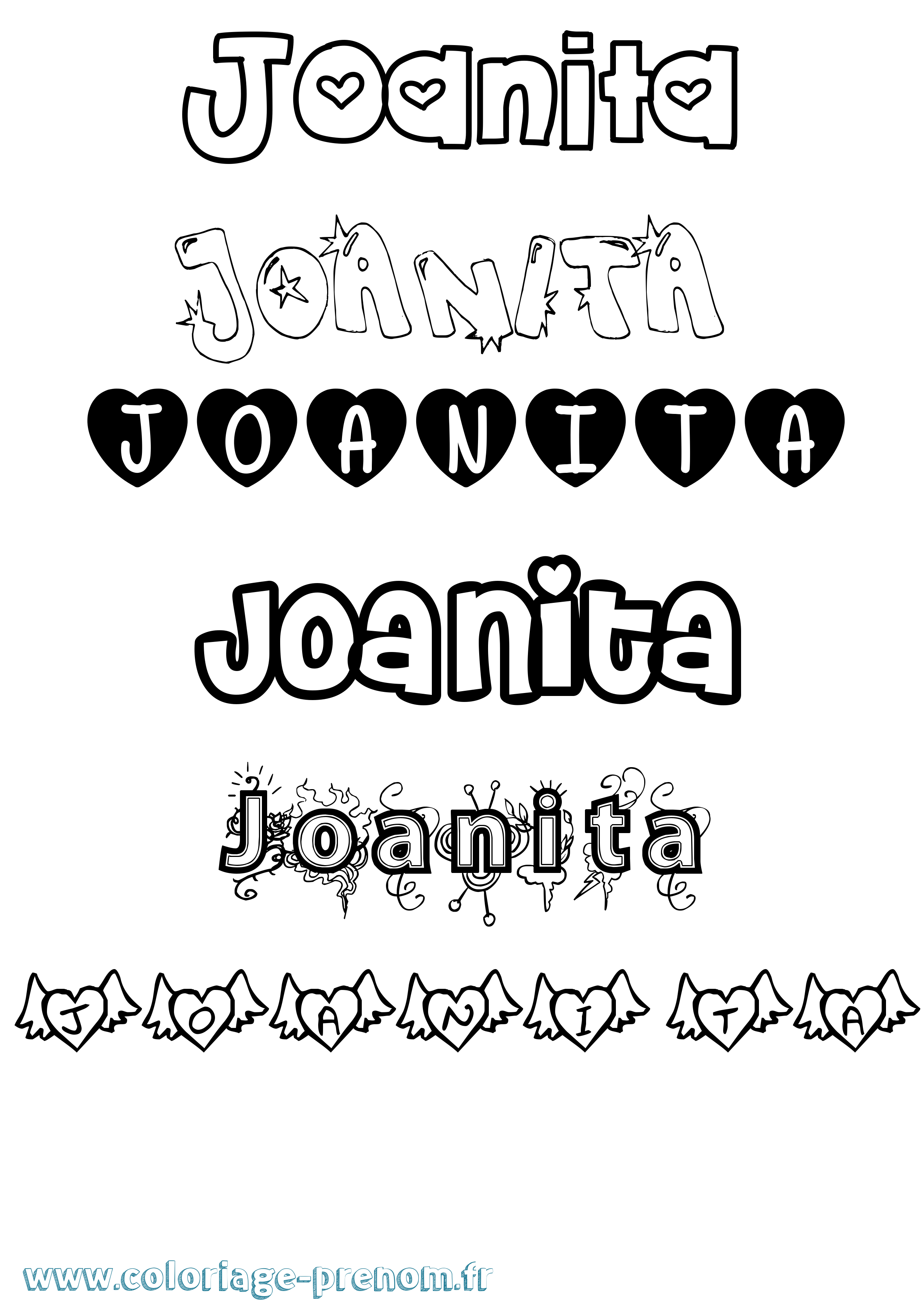 Coloriage Joanita Girly Coloriage prénom Joanita Girly