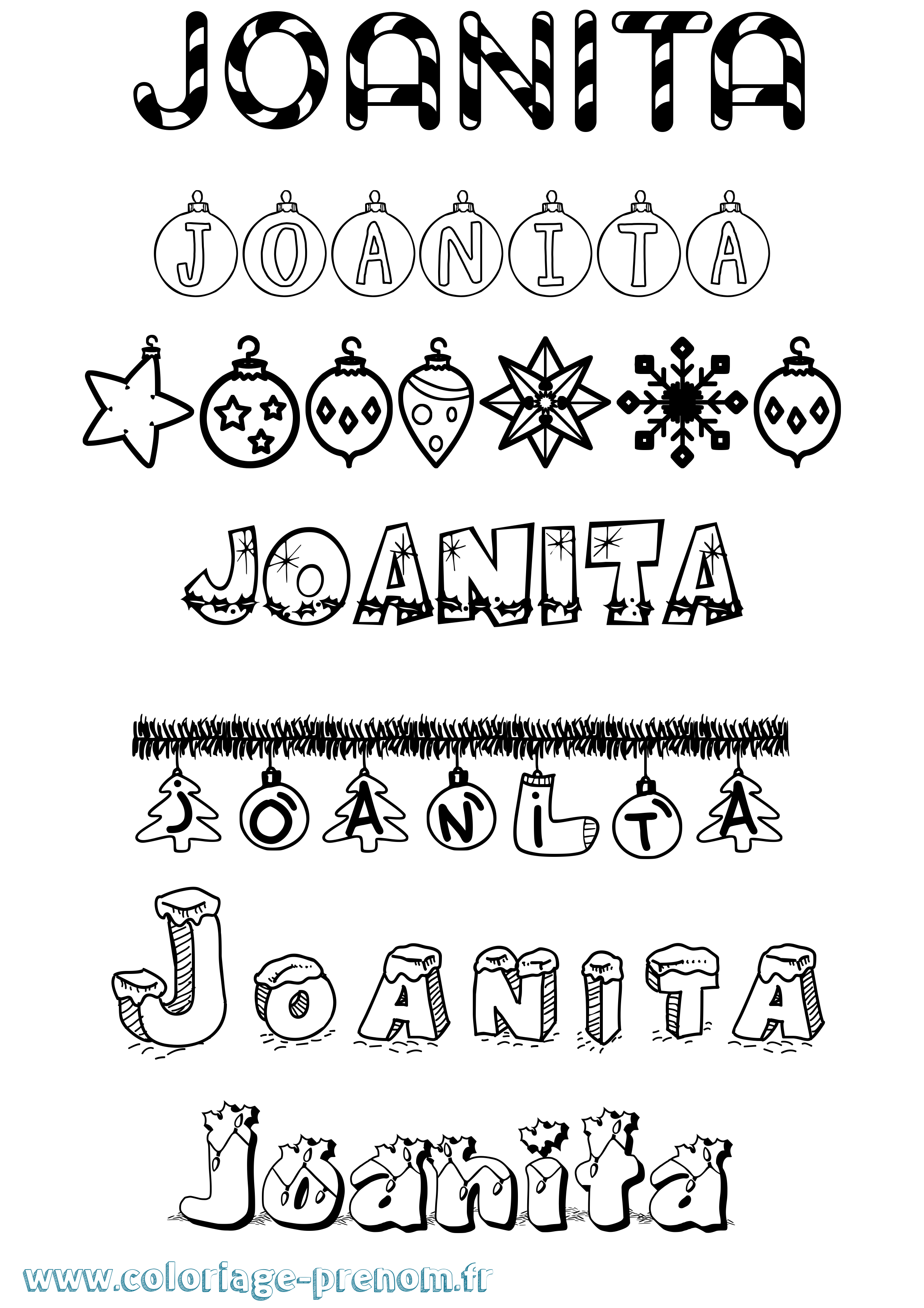 Coloriage Joanita Noël Coloriage prénom Joanita Noël