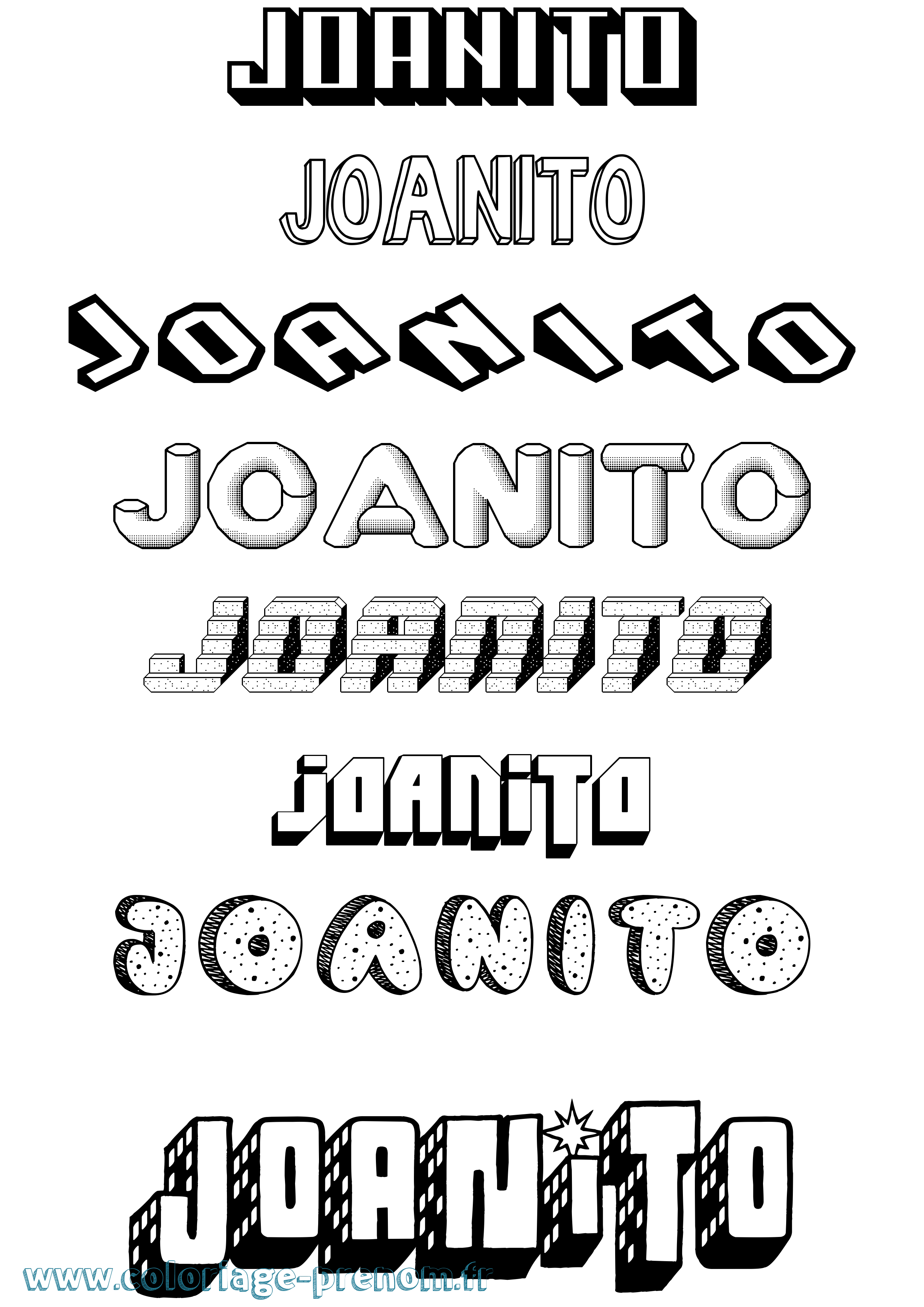 Coloriage Joanito Effet 3D Coloriage prénom Joanito Effet 3D